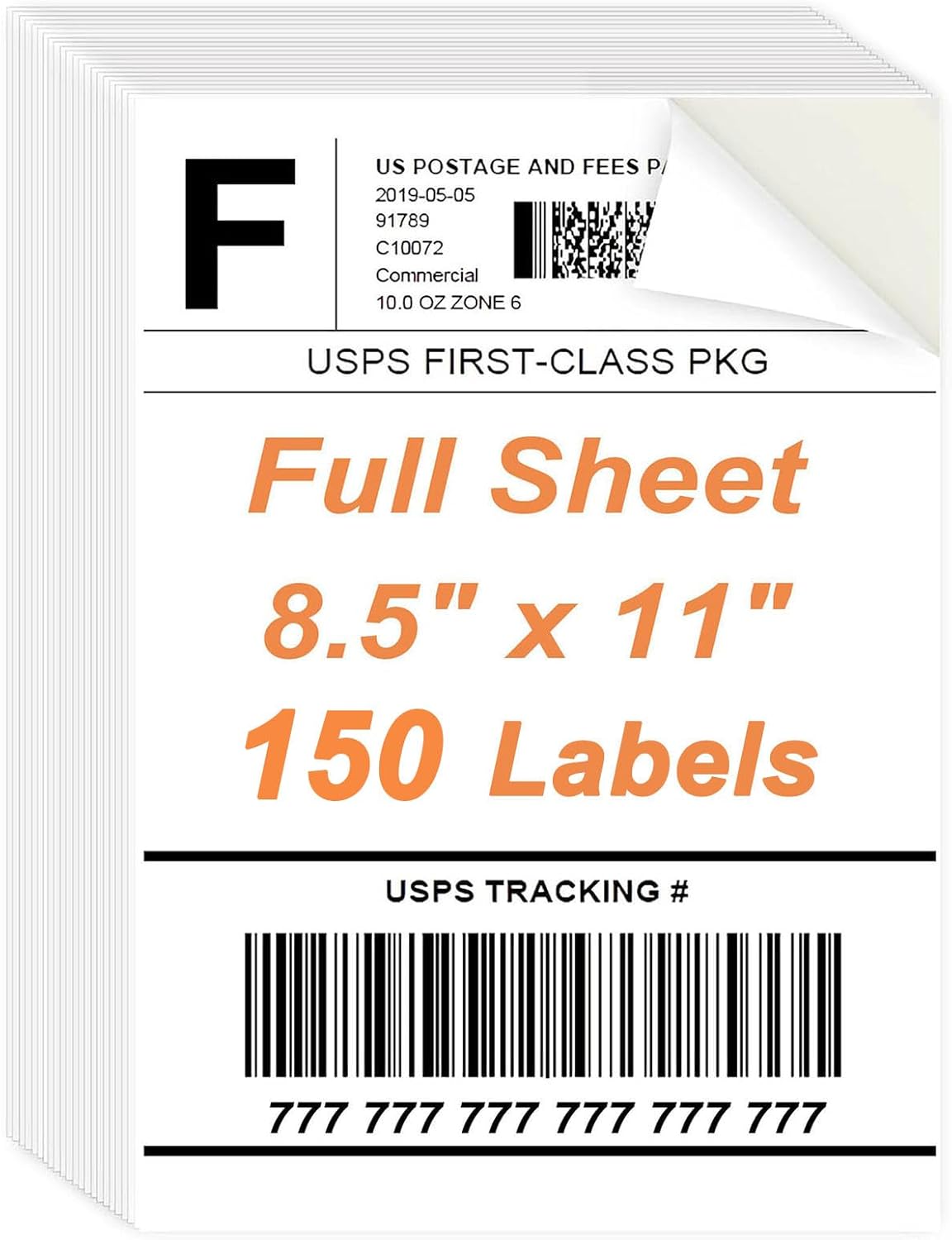 8.5" x 11" Sticker Paper for Inkjet Printers - 150 Sheets Full Sheet Shipping Labels Printable Full Page Labels 8.5×11 White Sticker Paper for Laser Printing - Matte
