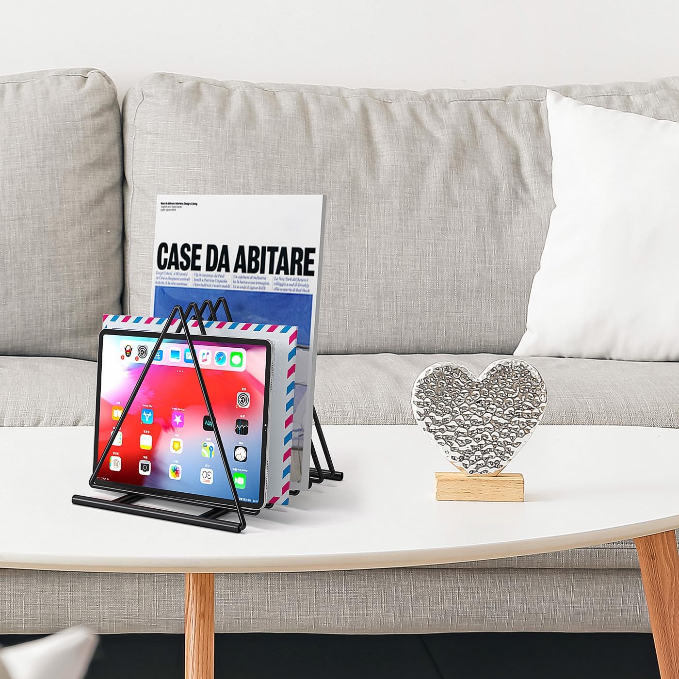 Set of 2 Upgraded Triangle File Folder Rack,7 Sections File Holder,File Storage Sorter/Stand,Desktop File Organizer,Wire Organizer Rack,Magazine Folder Holder,Letter/Legal, Anti-Scratch/Rusty