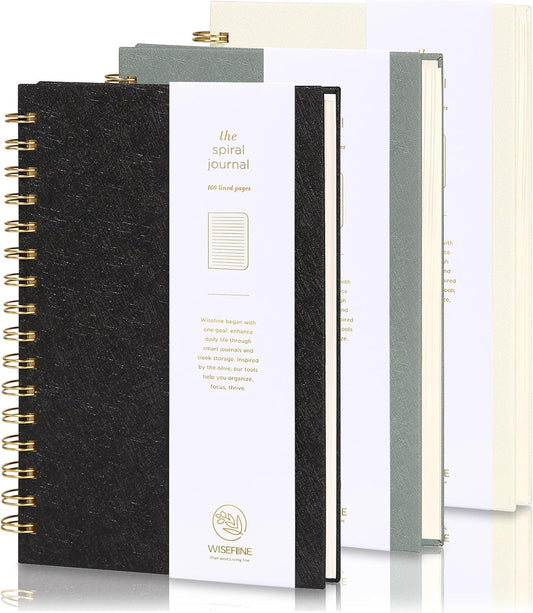 Spiral Journal Notebook with 160 Lined Pages – Hardcover Writing Journal with Gold Twin-Wire Binding, A5 College Ruled Notebooks for Work, School, Travel, Diary, Gift for Women & Men