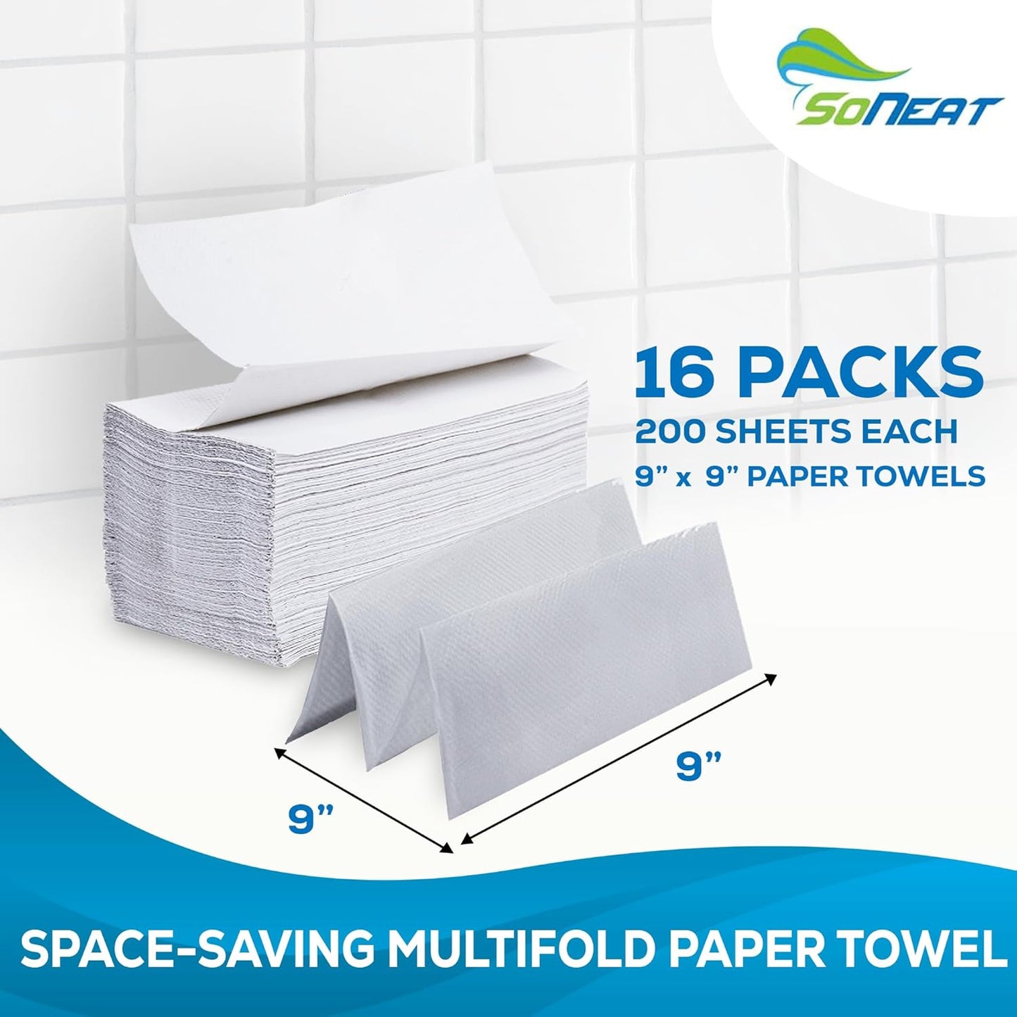 Trifold Paper Towels - 3200 Sheets Multifold Disposable Paper Hand Towels for Bathroom, Commercial, Household, Hand Paper Towels for Bathroom Dispenser, 16 Packs (200 Count/Pack)
