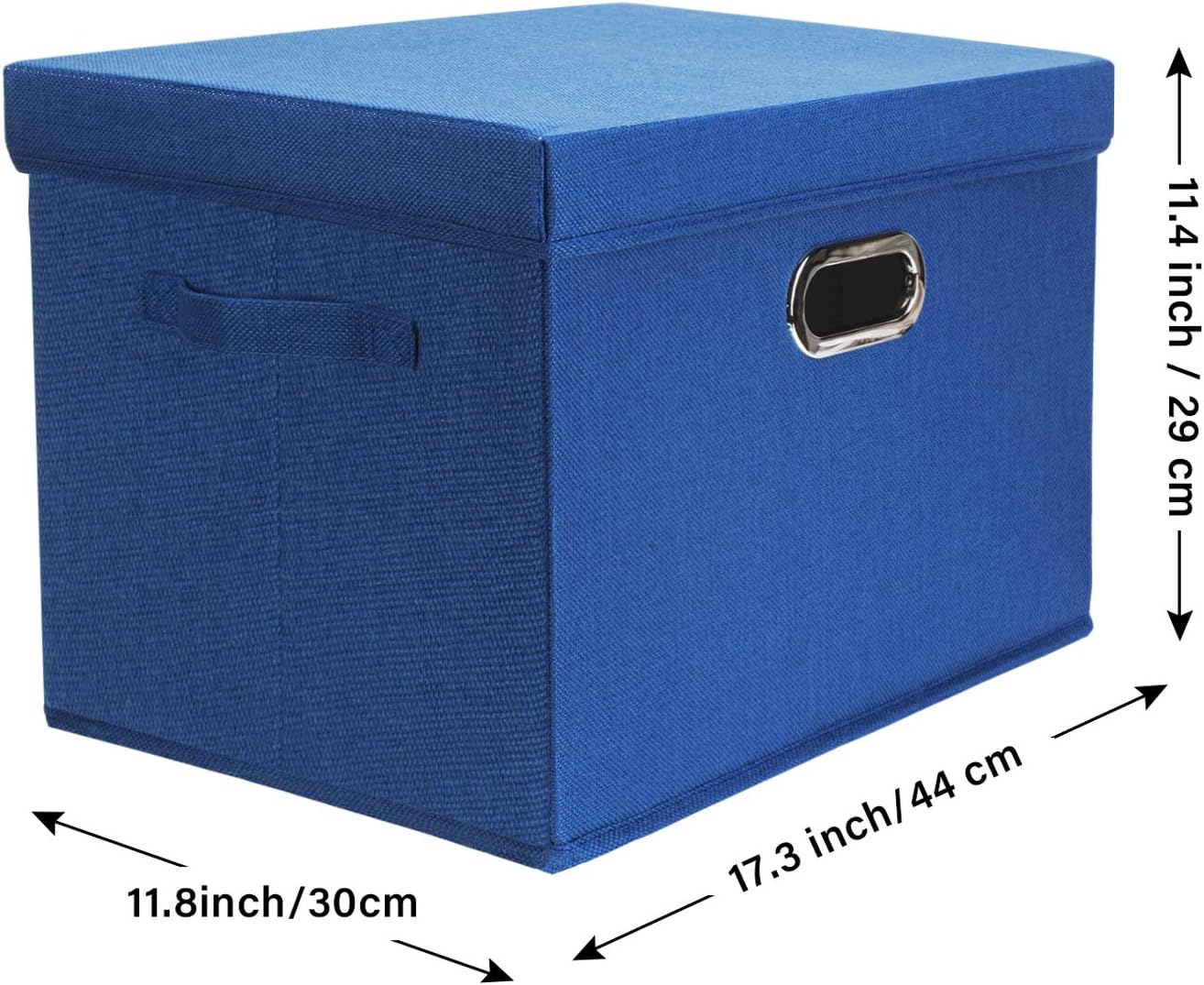 TYEERS Large Storage Bins with Lids, Collapsible, Washable, Fabric Storage Boxes for Organizing, 17.3x11.8x11.4 inches, 3 Pack, Classic Blue