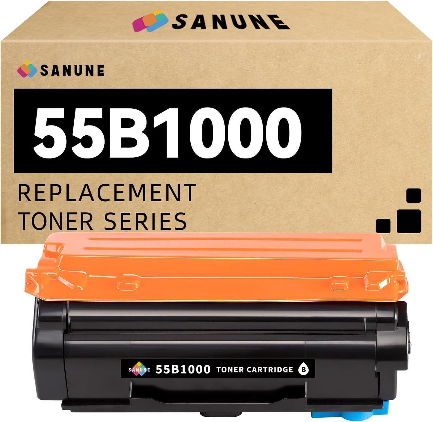 55B1000 Black Toner Cartridges (with chip) High Yield Replacement for Lexmark 55B1000 Cartridge for MS331dn MS431dn MS431dw MX331adn MX431adn MX431adw MX432adwe Printer Ink (1 Pack, 3000 pages)