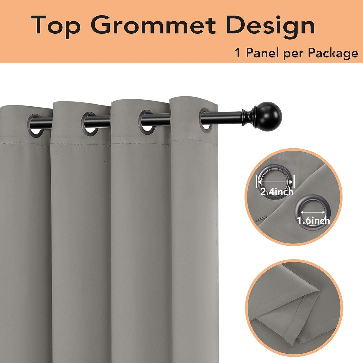 BONZER Room Divider Curtain Total Privacy Wall Wide Grommet Room Darkening Curtains for Patio Sliding Glass Door, 84L x 70W Inch (7L x 5.8W ft), 1 Panel, Silver