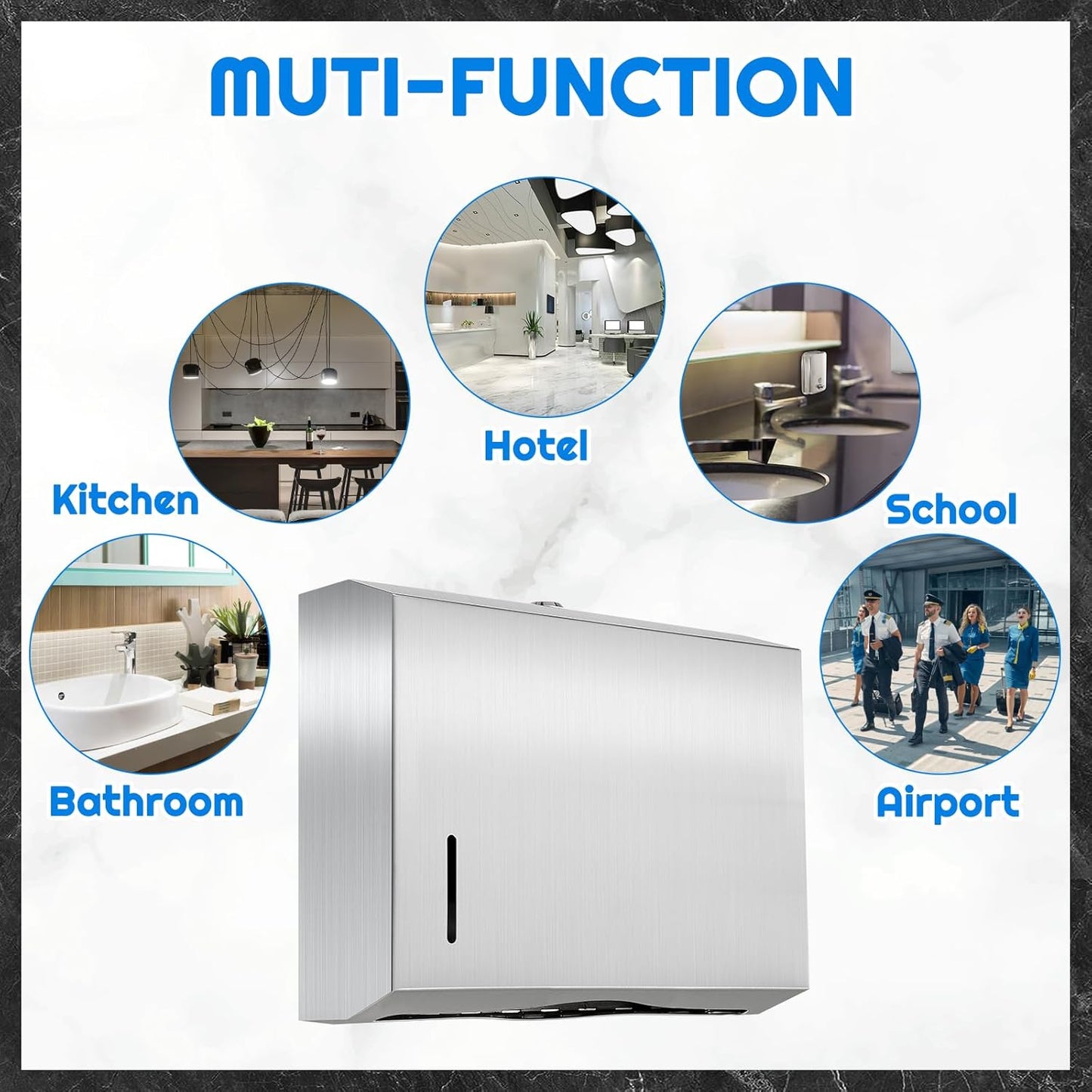 2 Pcs Commercial Soap Dispenser and Paper Towel Dispenser Set with Lock-Stainless Steel,Wall Mount,Large Capacity Manual Liquid Pump Rust Proof Leak Free for Home Bathroom (500 ml,Style 2)