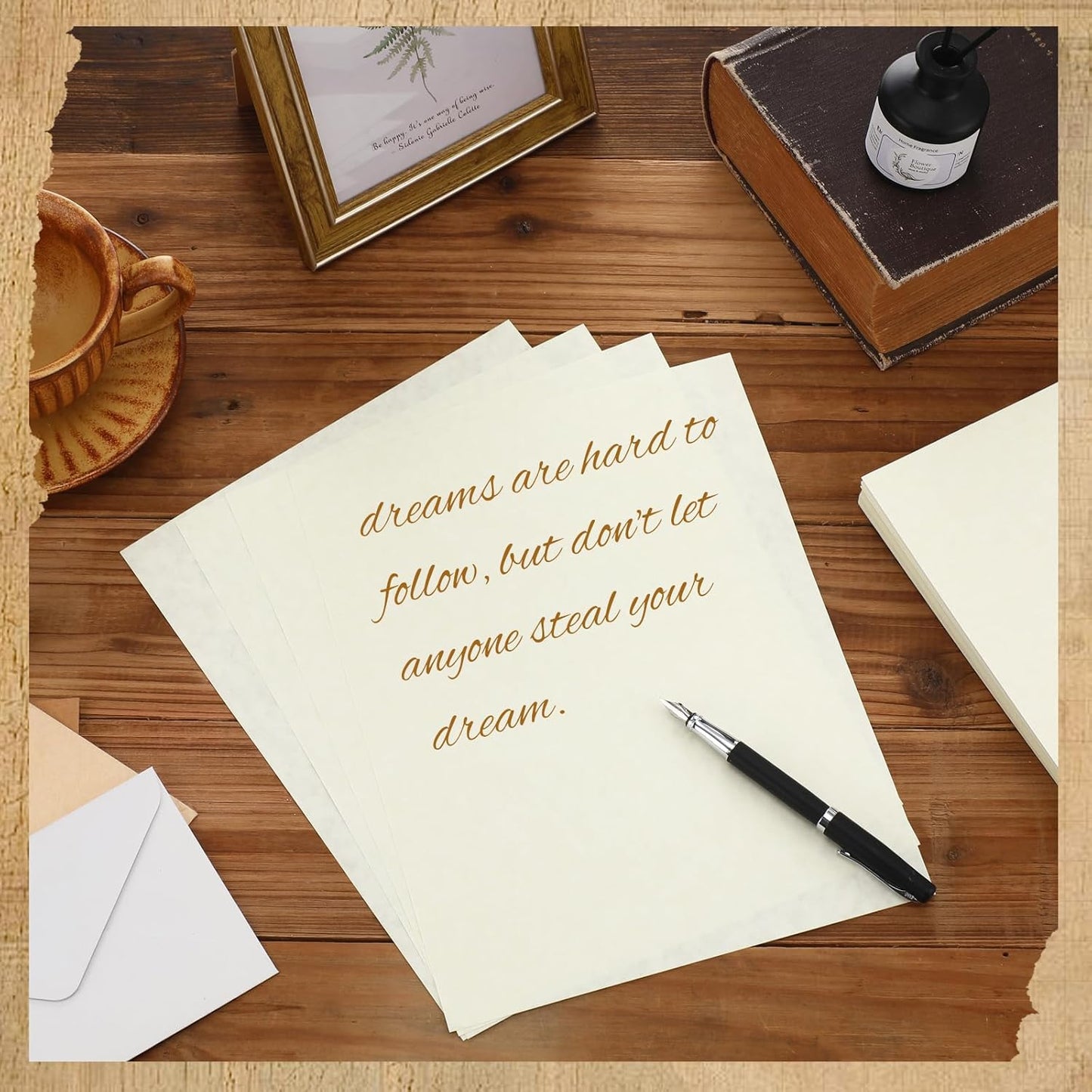 Epakh 200 Sheets Old Age Parchment Paper 8.5 x 11 Inch Standard Letter Vintage Colored Old Parchment Semblance Double Side Printing Paper(Lvory)