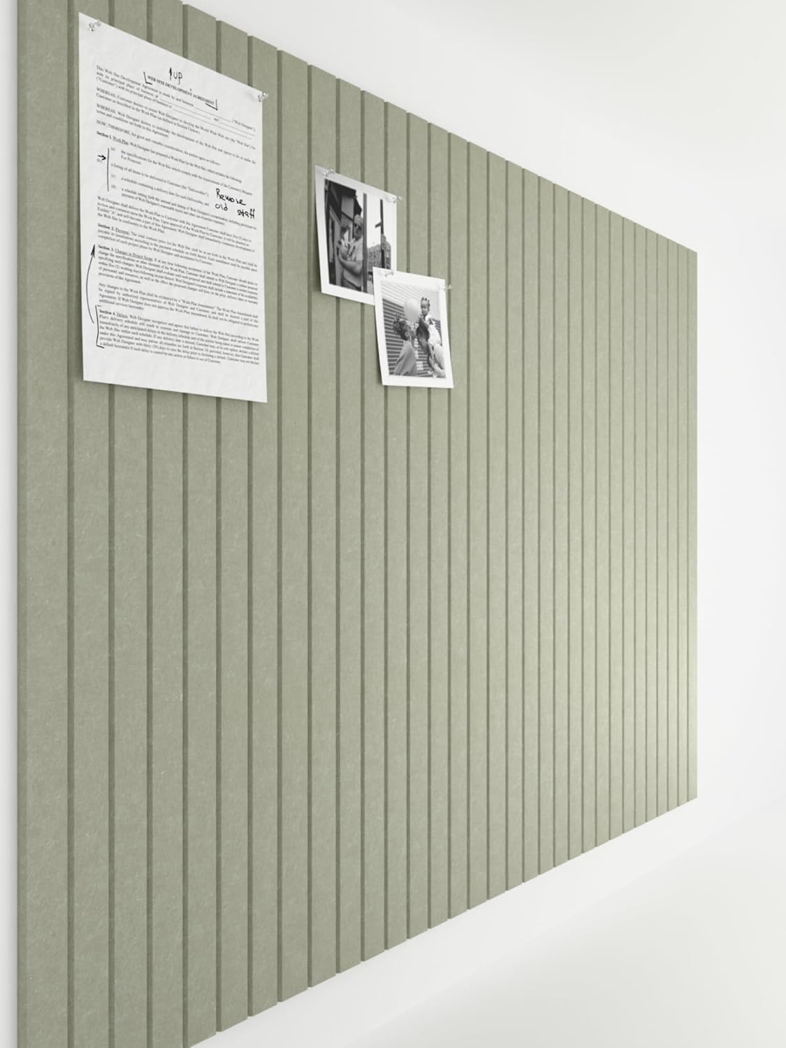 Bumusty Large Cork Board Alternative-47 x35 Felt Bulletin Board Tiles, with 30 Pushpins, 70 Adhesive Tabs, 12-Pack Slat Wall Paneling, Cork Boards for Office Push Pin Board Felt Board-Sage