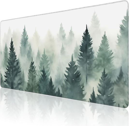 Extended Large Gaming Mouse Pad, Misty Forest Large Desk Mat for Desktop XXL, Non-Slip Rubber Base Stitched Edges Long Computer Keyboard Desk Pad Mouse Mat for Gaming Home Office 35.4"X15.7"