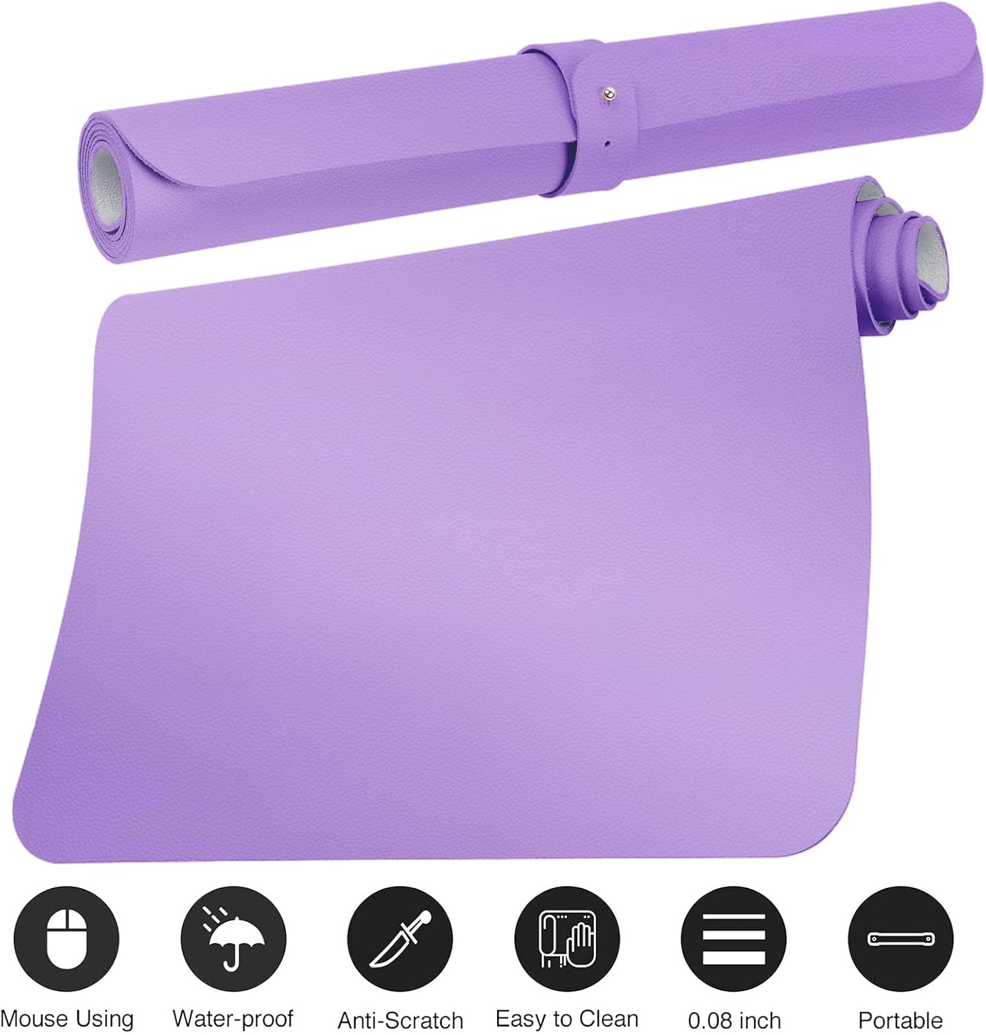 Boutilon Leather Desk Pad Protector,Non-Slip Mouse Pad,Laptop Desk Pad,Office Mouse Mat,Waterproof Leather Desk Blotter,Desk Writing Pad for Office and Home (L-Purple,35"x 17")