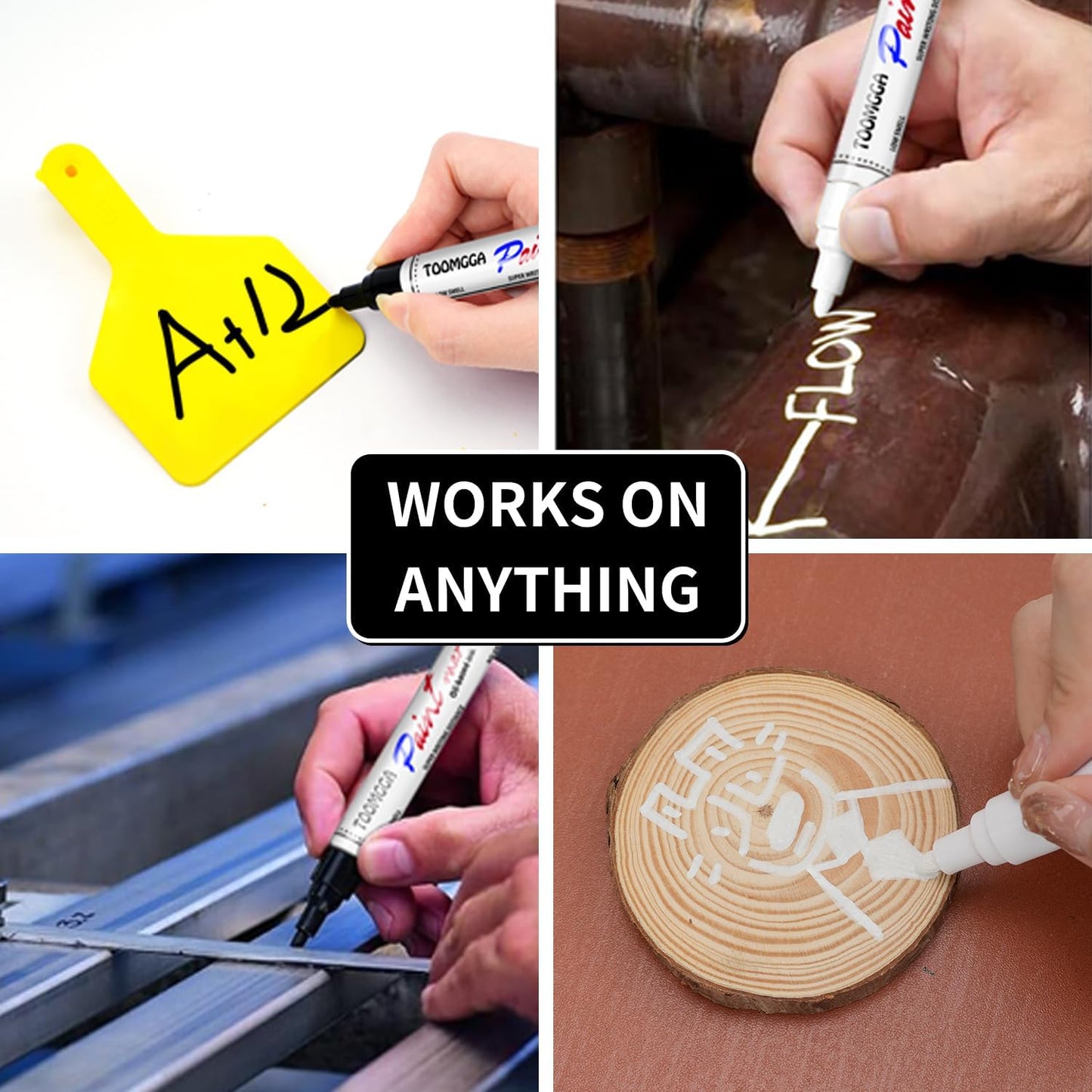 White and Black Permanent Markers Paint Pens-2 Pack Oil Based Paint Markers, Medium Tip, Quick Drying Pens for Wood, Metal, Rock Painting, Mugs, Canvas, Clothes, Plastic Marking