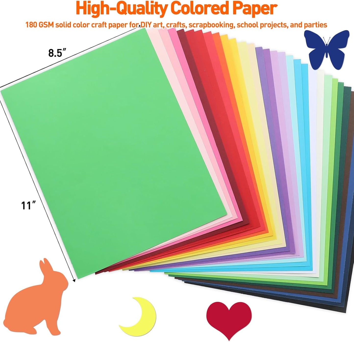 MAXECHO 8.5" X 11" Colored Cardstock Bulk 150 Sheets 30 Assorted Colors Construction Paper Card Stock Printer Paper for DIY Crafts, Kids School Supplies, Cricut, 180 GSM