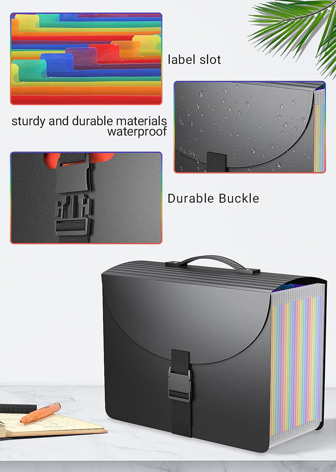 25 Pockets File Organizer with Plastic Handle,Expanding File Folders for Receipt,Paper,Documents,Monthly tab Including in Accordion File Folder Organizer,Perfect Filing Folder Matte