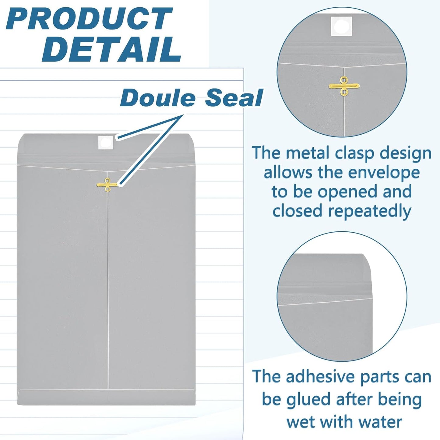 Geyee 100 Pcs Clasp Manilla Envelopes 6 x 9 Inch Gummed Colored Envelopes for Storing or Mailing for Home Office Business Supplies(Gray)