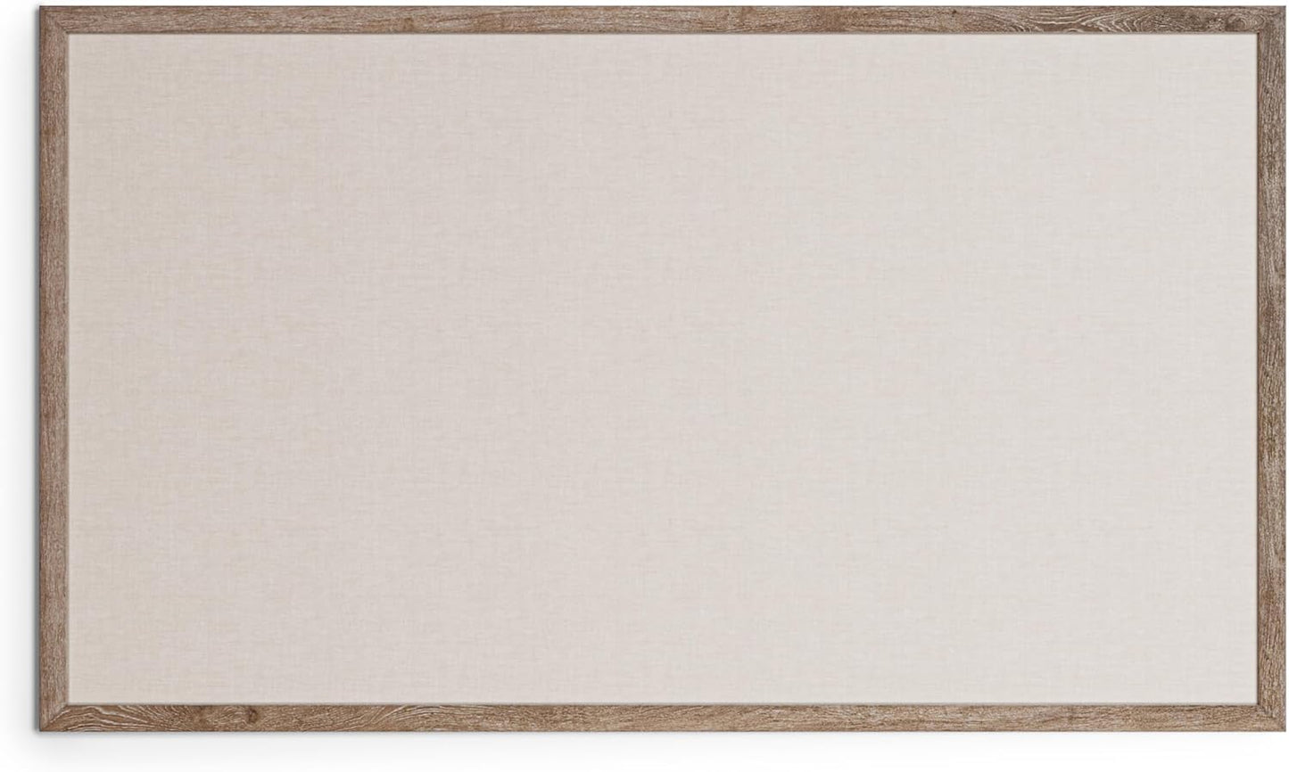 U Brands Linen Bulletin Board, 72"x47", Rustic Wood Style Frame, Industrial Grade Pinning Surface