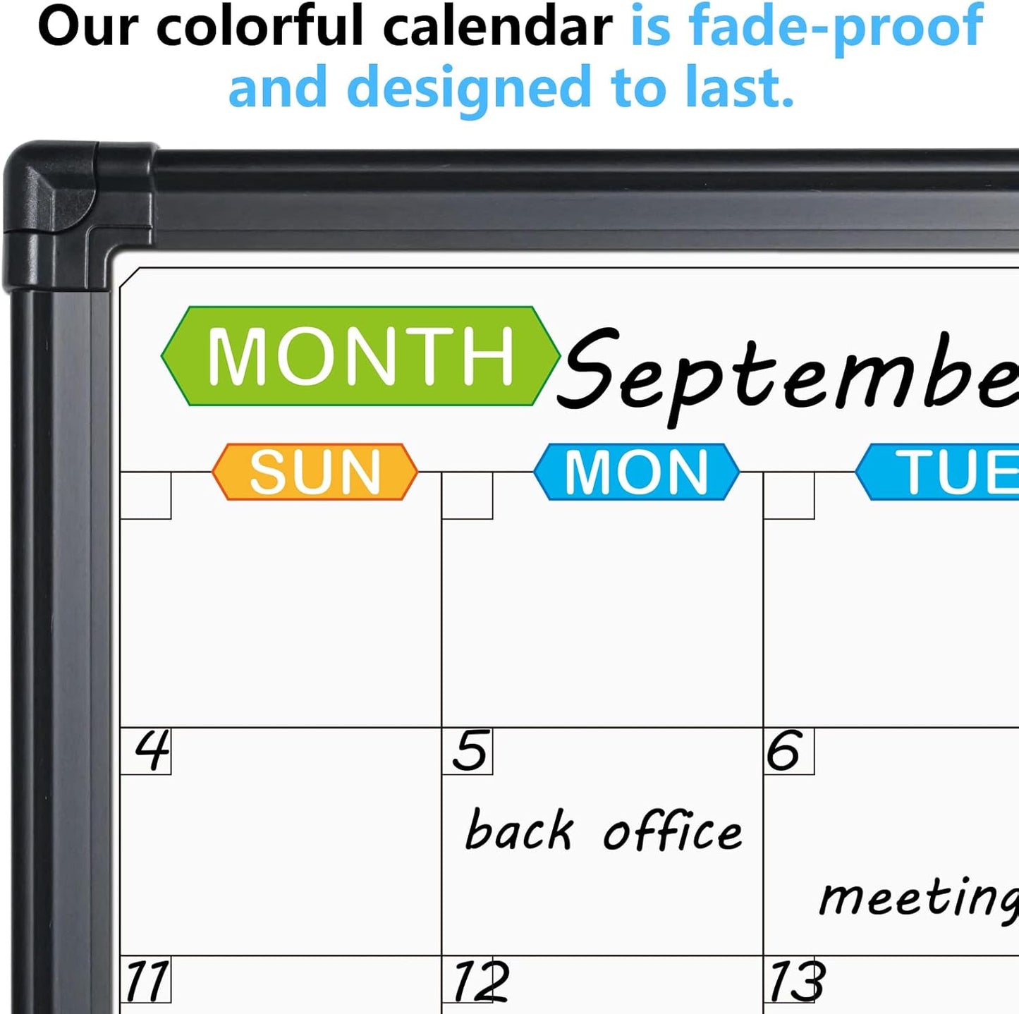JILoffice Magnetic Dry Erase Calendar Whiteboard, 4 Month White Board Planner 48 X 36 Inch, Black Aluminum Frame Wall Mounted Board for Office Home and School