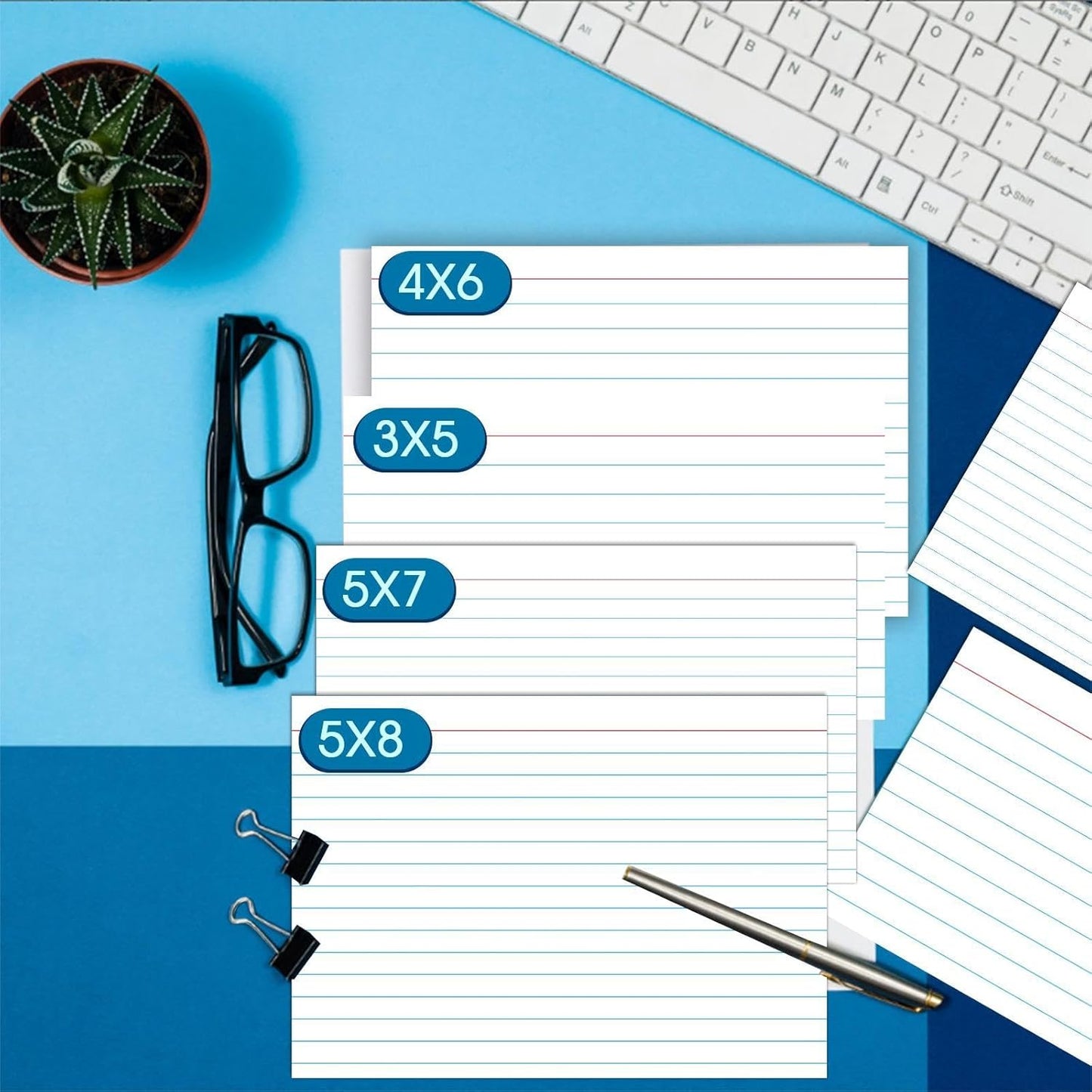 White Index Cards 5x7, Ruled Index Cards, Flash Cards for Studying, File Note Cards, Study Cards, Flash Cards, 100 Pcs Lined Index Flashcards for Office and School Supplies