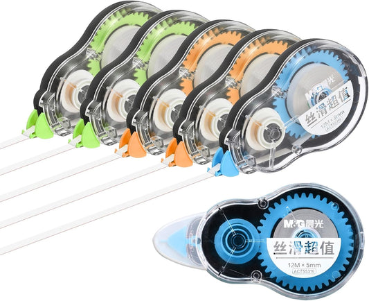 M&G 6Pcs 39 Ft Tape, Correction Tape Tear Resistant Whiteout Tape Easy to Use Instant Bulk Cool Transparent Dispenser for Classroom Office, Black