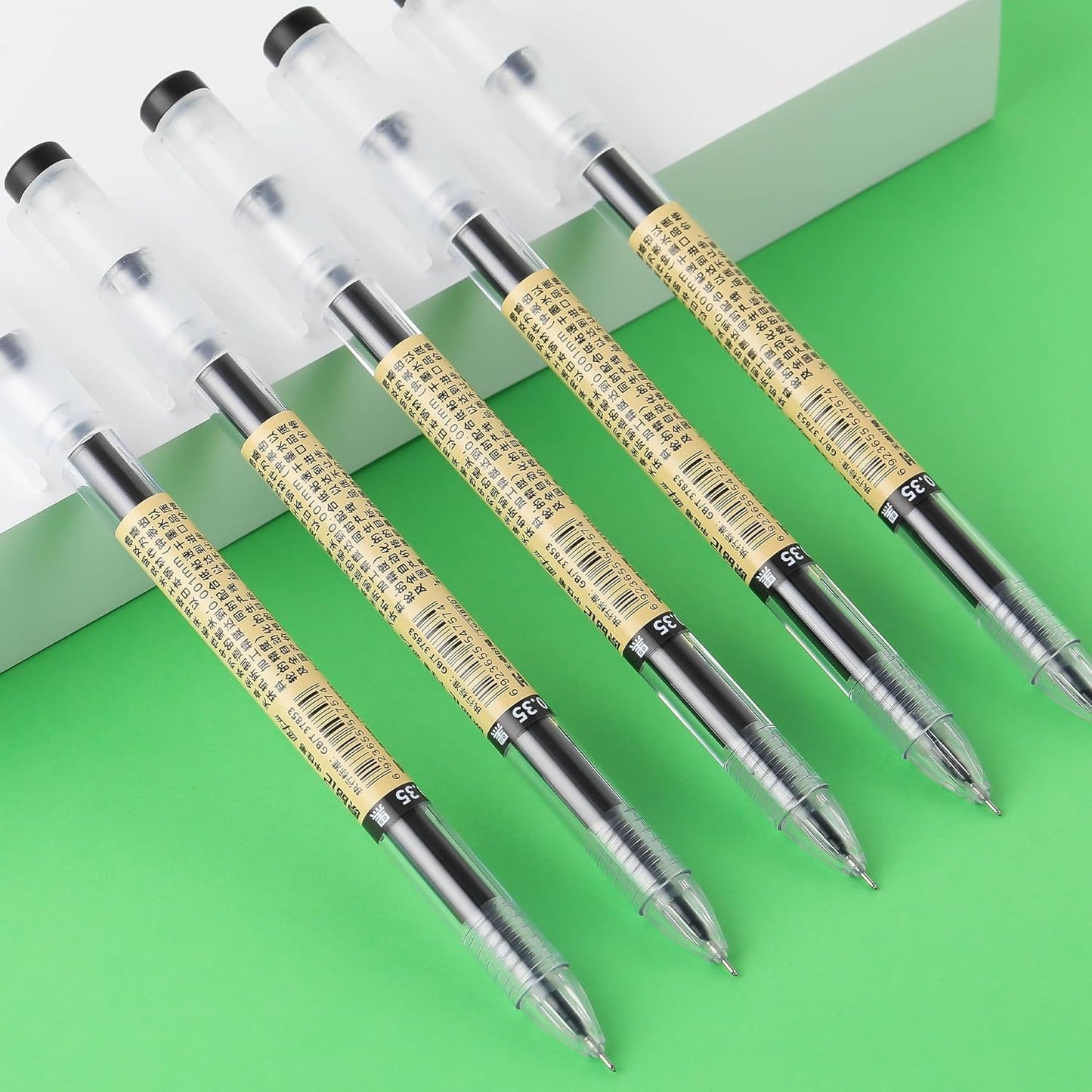 RIANCY Black Gel Ink Pens, 0.35mm Extra Fine Point Tip Smooth Writing Rollerball Pens, Japanese Style No Smudge Ballpoint Pen, Quick Drying for Journaling Office School Stationery Supplies 12pcs