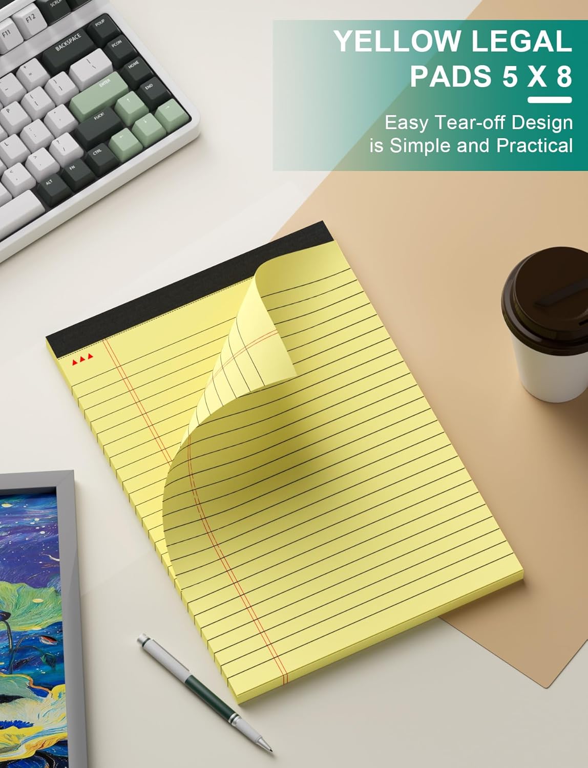 Legal Pads 5x8 Inch 12 Pack Yellow Note Pads 5x8 College Ruled Notepad,Small Notepads 5x8 Inch Small Yellow Legal Pads Notes Paper Tear off Notepad 5 x 8 In 30 Sheets per Writing Pad for School Office
