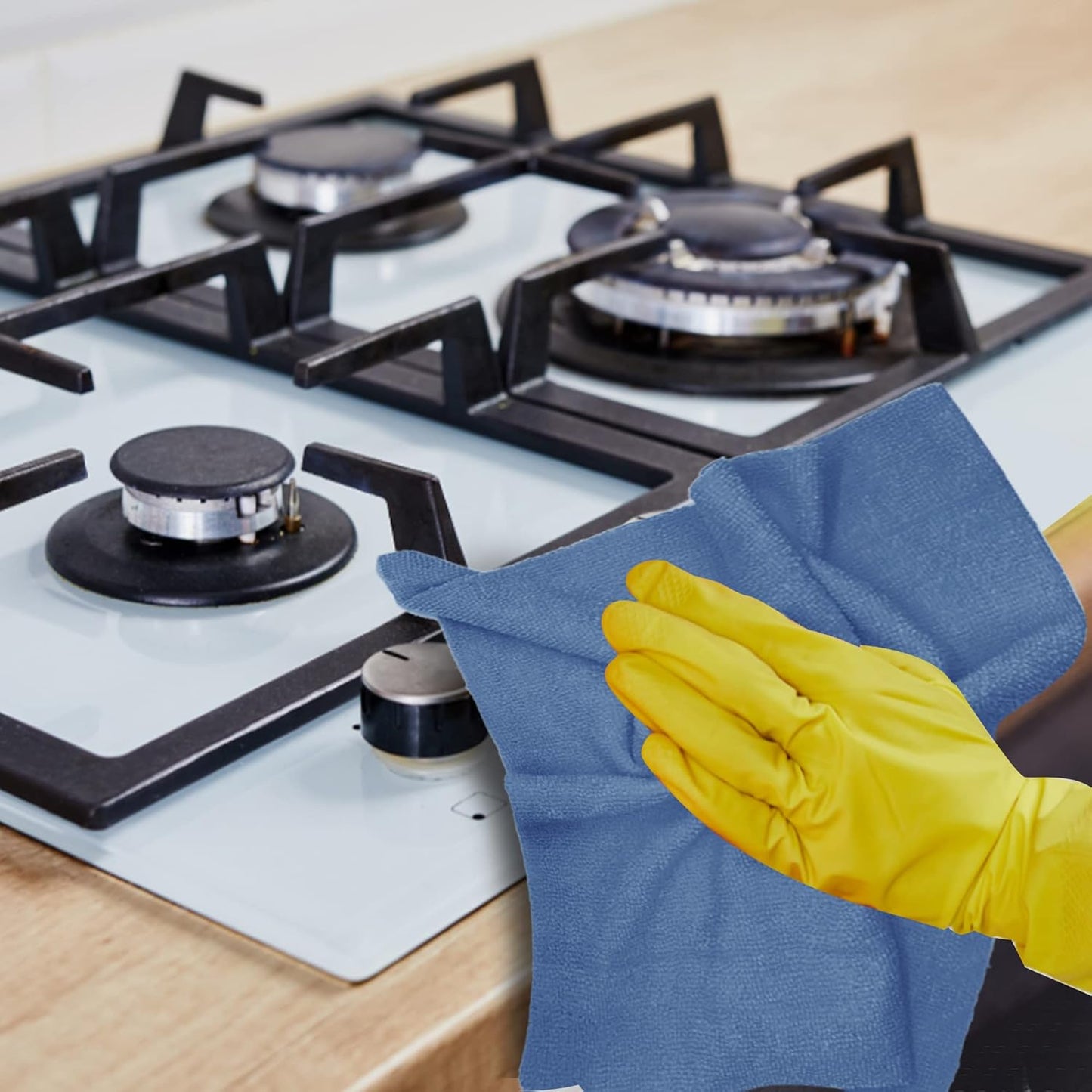 Reusable Microfiber Wipes, 50 Packs, Size 14 inches x 14 inches (Green)