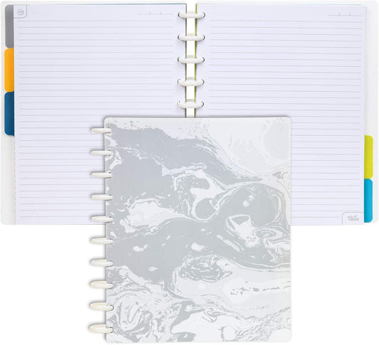 Talia Discbound Notebooks, Planner, Customizable, (Marble Flow Carrara, Midsize (7.5in x 9.75in))