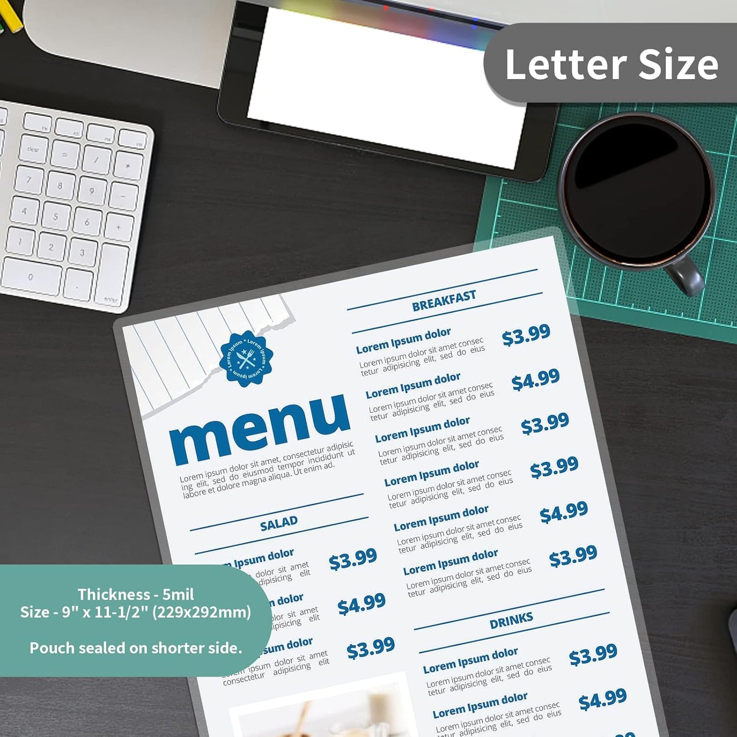 5 mil Thermal Laminating Sheets 100 Packs, 9” x 11.5” Clear Laminating Pouches Holds 8.5 x 11 Inch Sheet, Letter Size Lamination Paper for Laminator - Rounded Corner