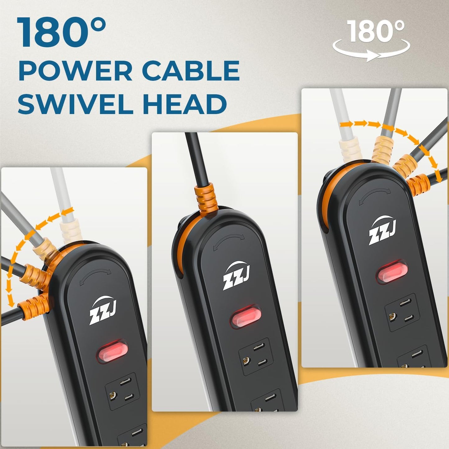 Outdoor Power Strip Weatherproof, 7-in-1 Surge Protector with 4 Wide Outlets 2USB A and 1USB C,1875W/15A, 6FT Flat Plug Multi-Plug Outdoor Extension Cord Waterproof for Indoor Outdoor, UL FCC Listed