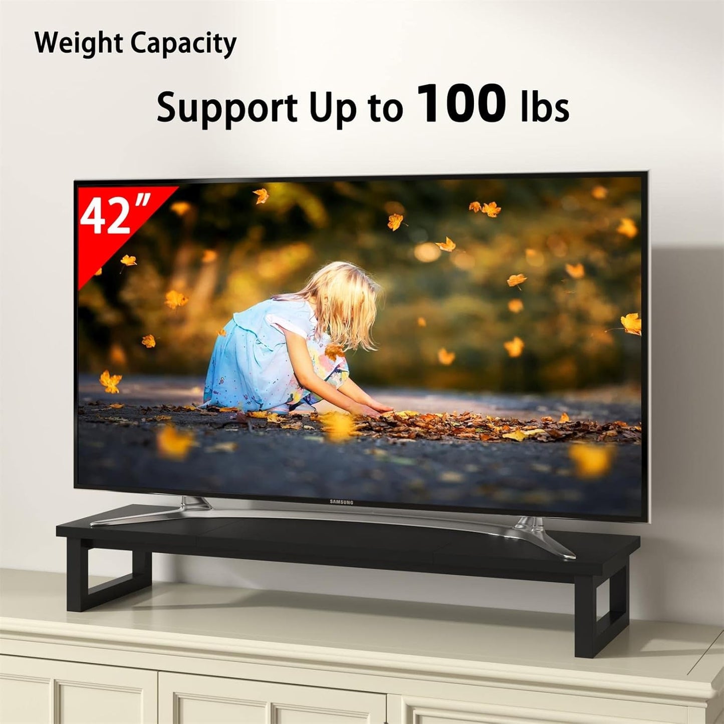 Dual Monitor Stand Riser, 39Inch Large Monitor Stands for 2 Monitors, Computer Monitor Stand, Wooden Desktop Oraganizer Shelf for Office Desk Computer,Laptop,TV