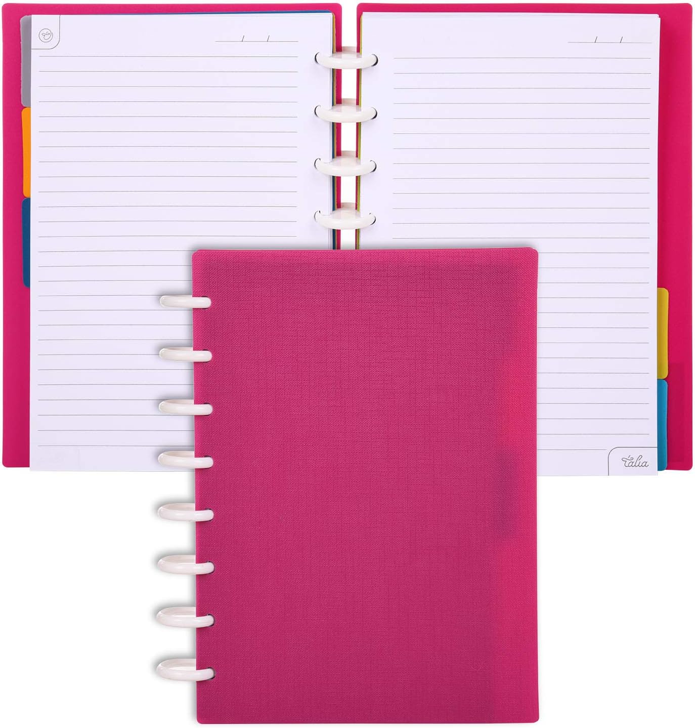Talia Discbound Notebooks, Planner, Customizable, (90's Pink, Junior (5.5in x 8.5in))