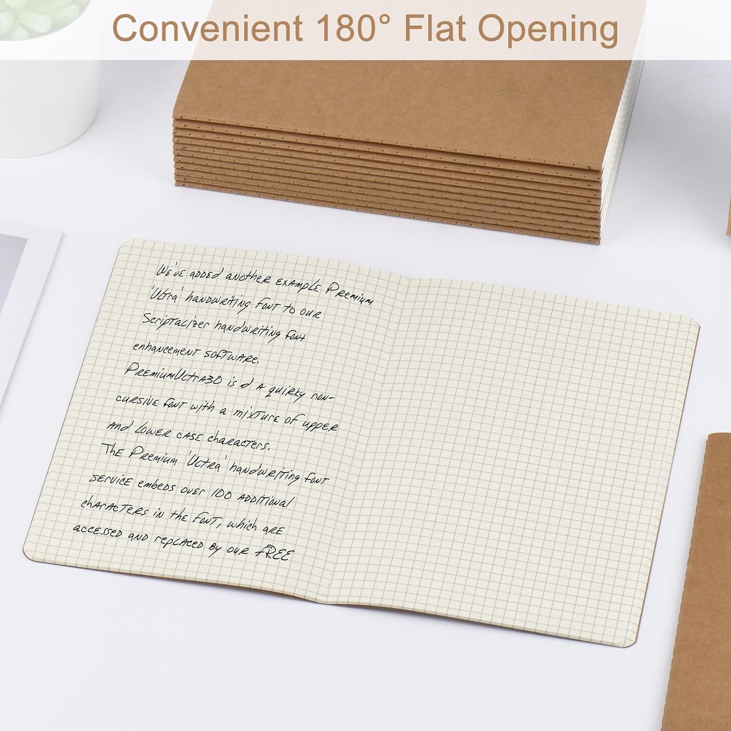 ZCZN 24 Pack A5 Kraft Notebooks Bulk, 8.15x5.5 Inches Graph Paper Journaling Notebooks, Notebooks for Work, Composition Notebooks for School, Journal Notebooks for Office, 60 Pages