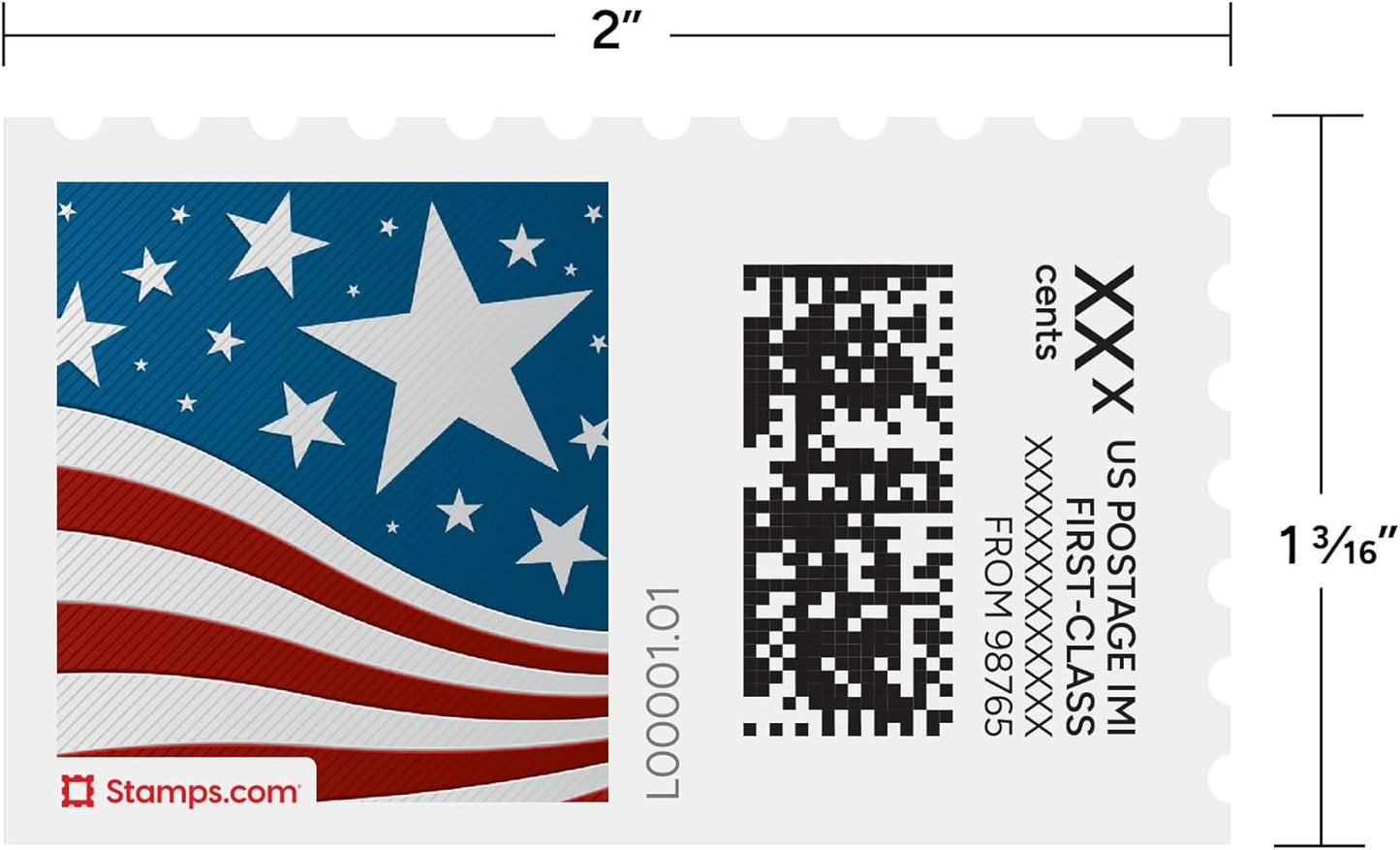 Star Spangled NetStamps 1200-Pack (50 Sheets) Printable Postage Labels (Stamps.com Subscription Required) - Print Approved Postage - Inkjet & Laser Printers - Business, Personal, Home