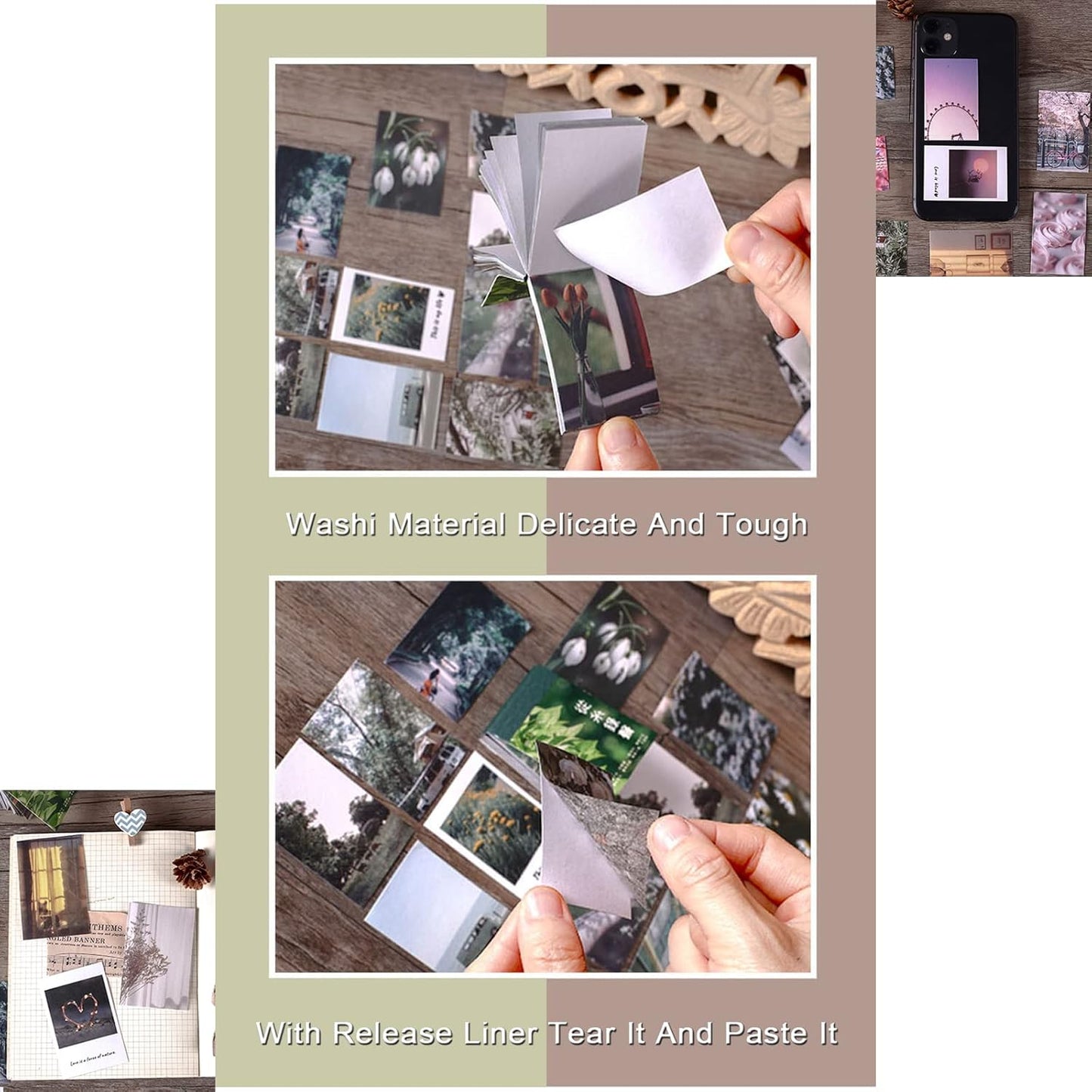 300 Pieces Washi Paper Stickers Set, MaehSab Vintage Aesthetic Scenery Daily Nature Life Travel Adhesive Stickers Notes for Scrapbook Journaling Stamping Notebook Diary Craft Album Making(6 Topics)