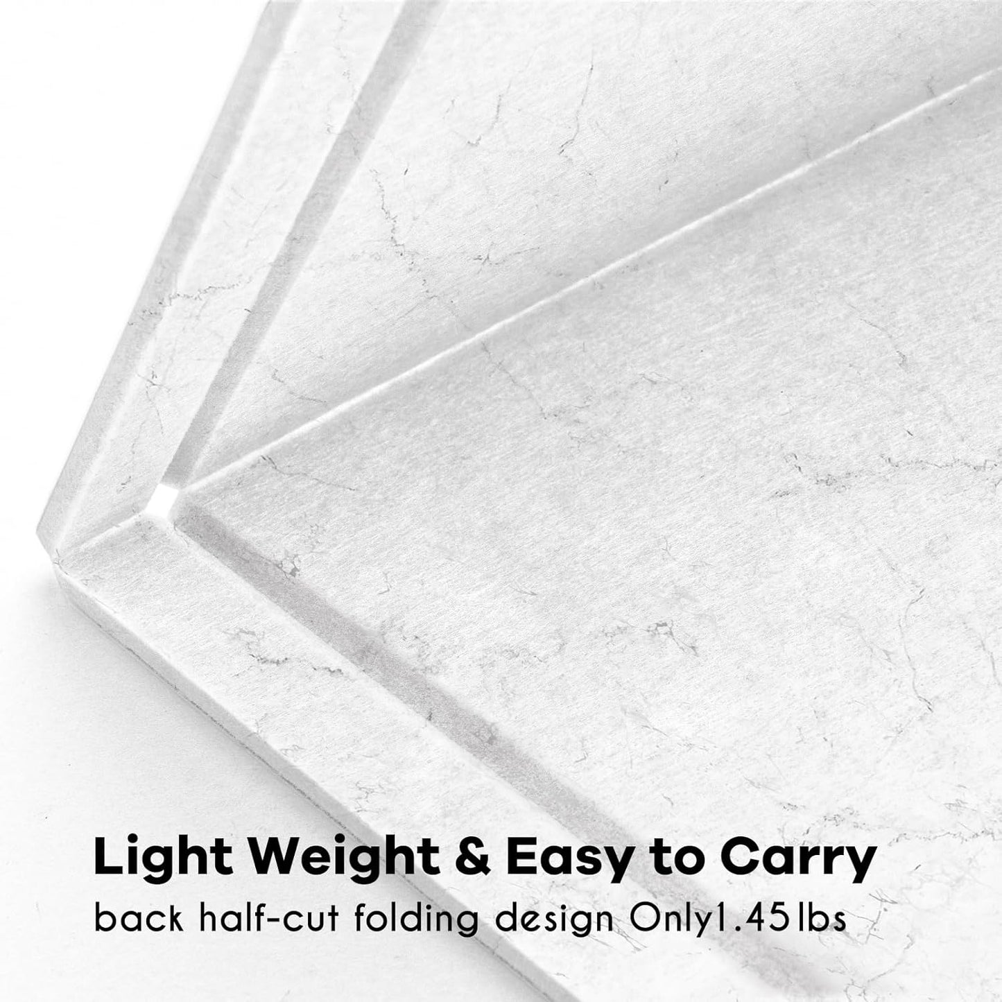 Bulletin Board, 36 x 24 inches Felt Board - Decorative Pin Board, Cork Board Alternative for Wall, 3' x 2' Foldable Picture Board Self-Adhesive Vision Board with 20 Pushpins - Marble White