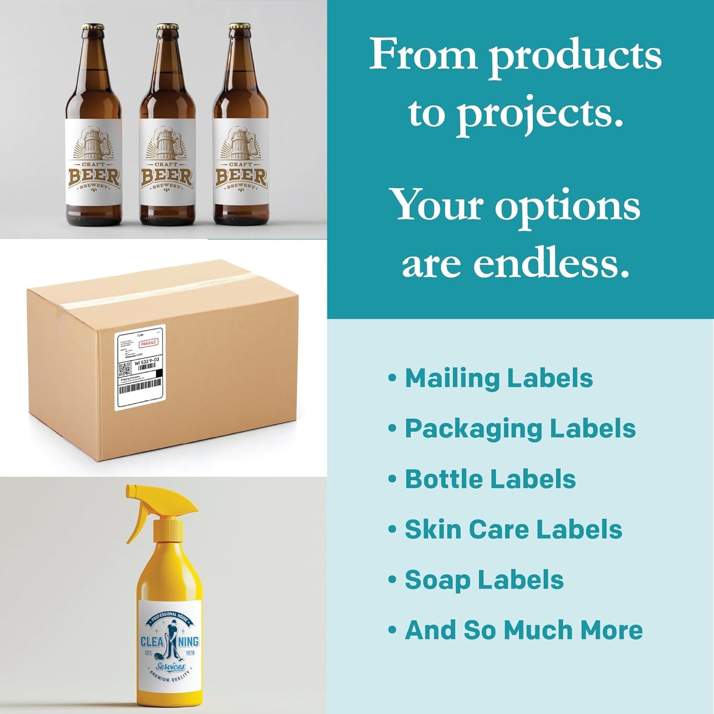 Premium Label Supply White Sticker Mailing/Shipping Labels – 3.5" x 5" – Laser/Inkjet Compatible – (4 per Sheet), 25 Sheets - 100 Total Adhesive Labels