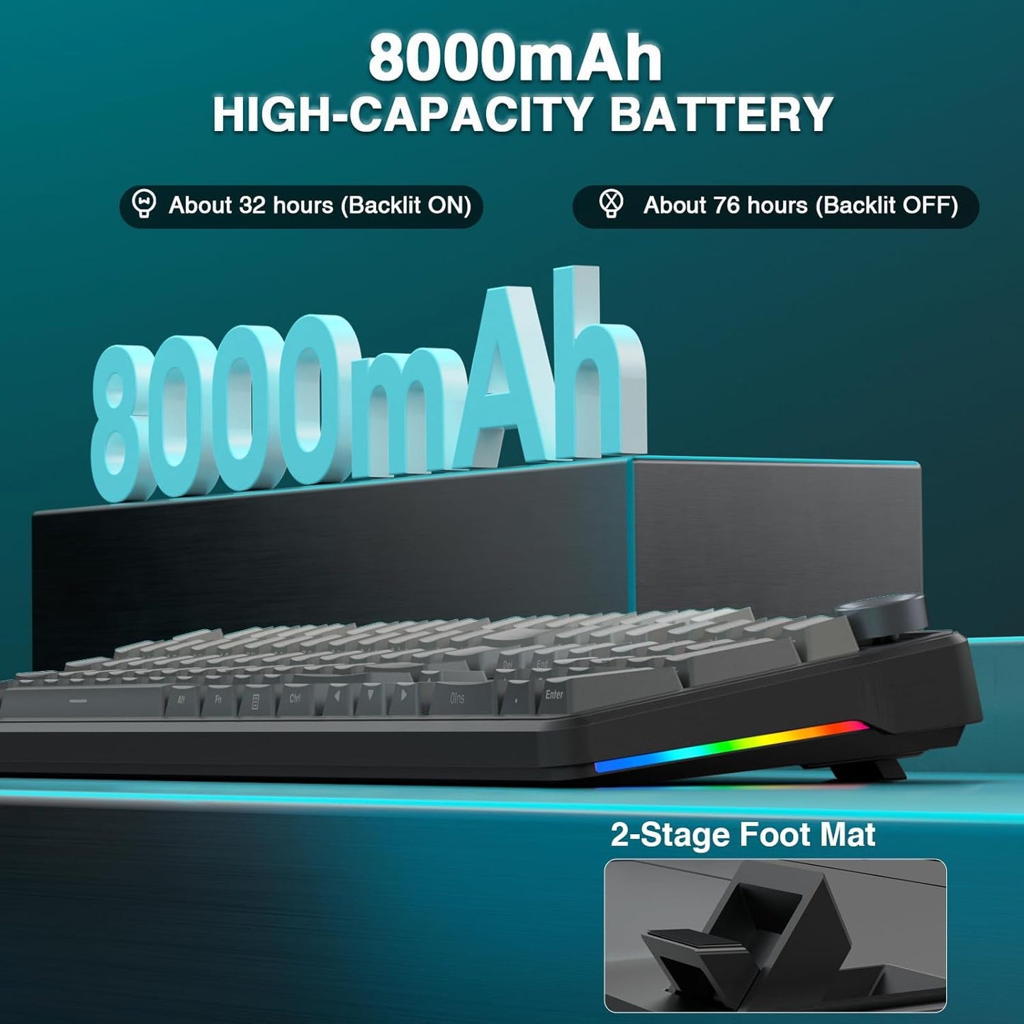 AULA F108 PRO - Wireless Mechanical Keyboard with Screen & Knob,Full Size Keyboard with 8000mAh Battery,Pre-lubed Switches,Side Printed PBT Keycaps,RGB Backlit Hot Swappable Custom Gaming Keyboards