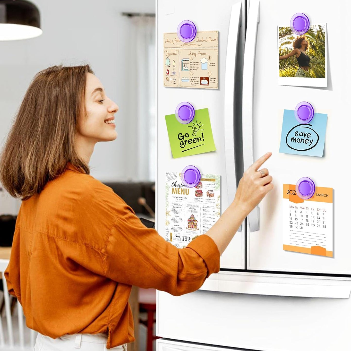 VNDUEEY 45 Pcs Round Whiteboard Magnets Fridge Magnets, Dry Board Refrigerator Magnet, Small Magnet Teacher Supplies for School, Home, Office Decorative(Purple, 3cm/1.18in)