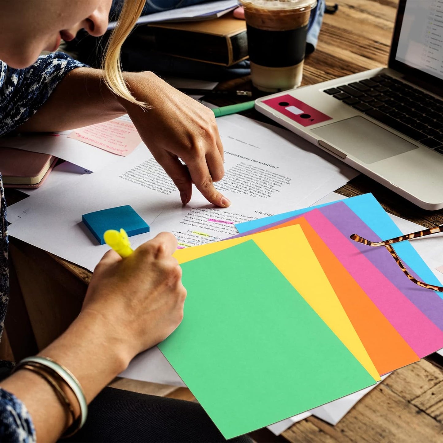 Fainne 300 Pcs 5 x 8 Inches Blank Index Cards 180 Gsm Thick Card Stock Assorted Color Neon Blank Flash Cards Colorful Study Notecards for Organizing(Bright Colors)