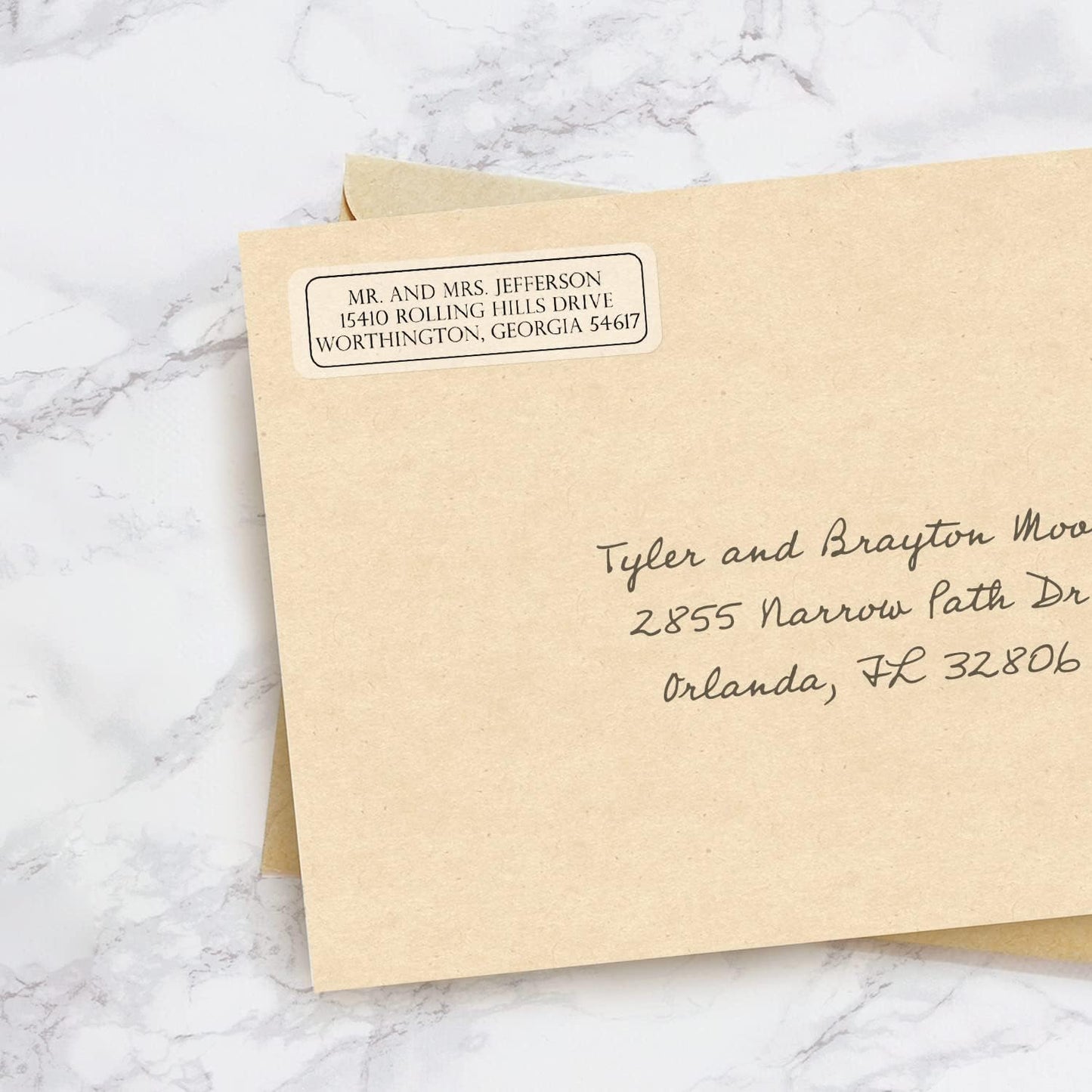 Clear Outline Rolled Address Labels / 500 Personalized Return Address Labels/Designer Address Stickers in Elegant Plastic Dispenser