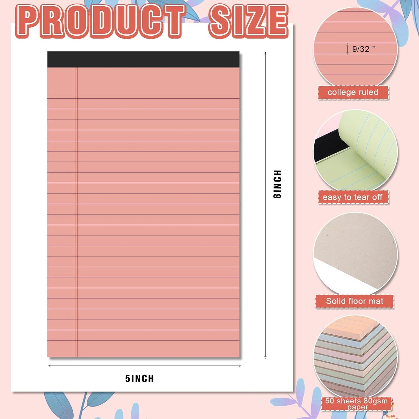 Lincia 12 Pcs 12 Pcs 5" x 8" Small Legal Pads Colored Lined Note Pads Narrow Ruled Writing Notepads 50 Sheets Per Micro Paper Notebook Lined and Perforated for College Office Supplies (Earthy Colors)