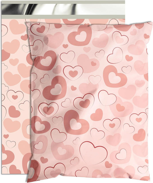 Pink Heart Poly Mailer 6x9 Inch 100 Pcs, Waterproof Shipping Bags for Clothing, Tear-Resistant Mailier Bags, Strong Mailing Bags with Self-Seal
