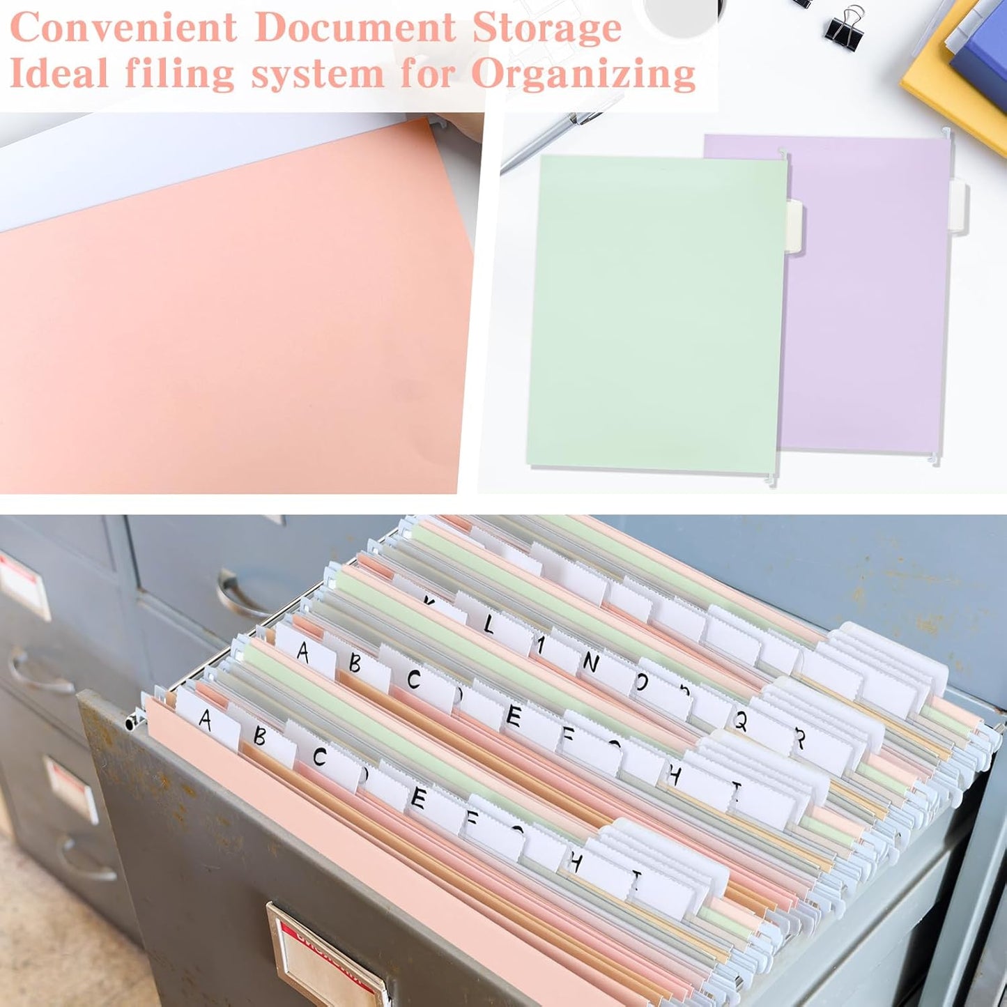 gisgfim 24 Pack Pastel Expanding Hanging File Folders Letter Size Insertable 1/5 Cut Tabs for Filing Cabinets Extra Capacity File Folders Hanging Organizer for Desk Home Office School(Pastel)