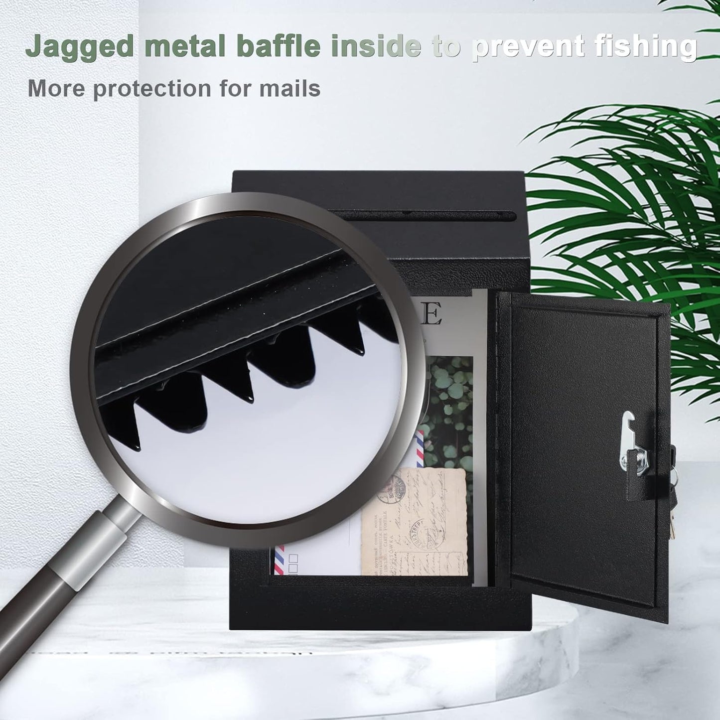 xydled Wall-Mount Mailbox,Heavy Duty Deposit Drop Box, Locking Metal Key Drop Box Suggestion Box with Key Lock,Secured Safe Storage Box Postbox for Home&Business Use,15x12x4 Inch,Black