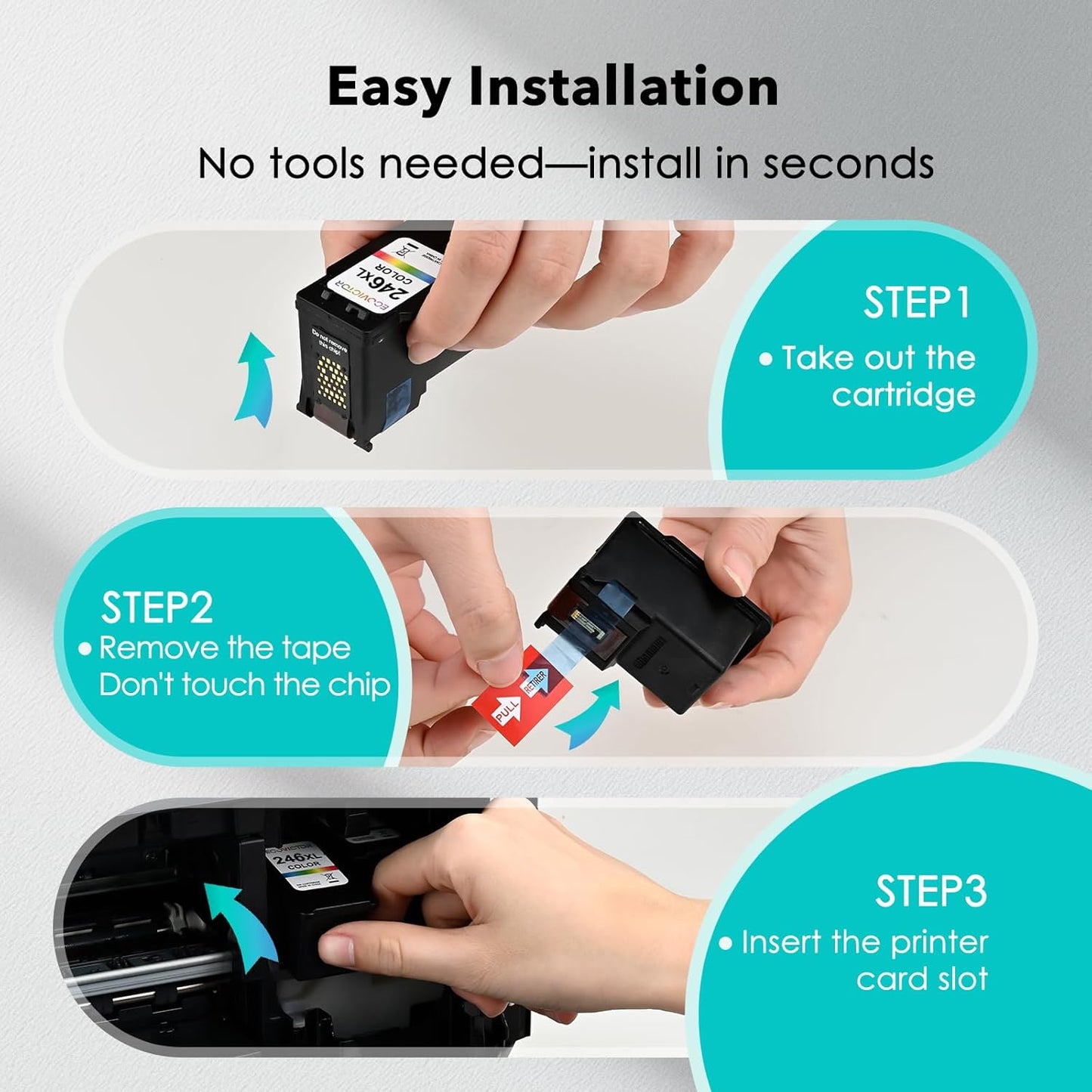 Eco-Friendly Ink Cartridge Replacement for Canon 245XL 246XL Black and Color Combo 2 Pack 245 246 PG-245 CL-246 XL for PIXMA TR4520 TR4522 TR4500 TS3320 MX492 MG2522 MG2920 MG3029 Printer