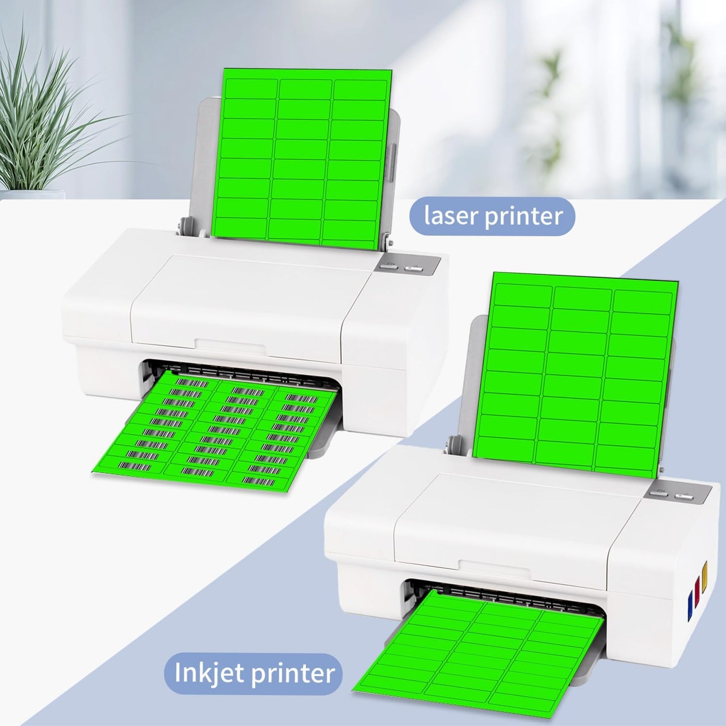 STARLIBOO 1" x 2-5/8" Address Labels- Neon Color Fluorescent Stickers for Laser/Inkjet Printer mailing Labels 8.5"×11"- Fluorescent Green