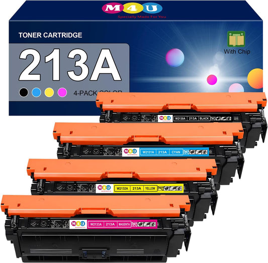 213A Toner Cartridges 4 Pack Compatible with 213A W2130A 213X W2130X(with Chip) for Enterprise 5700dn 6700dn 6701dn, Flow MFP 5800 6800, MFP 5800 6800(Black Cyan Yellow Magenta)