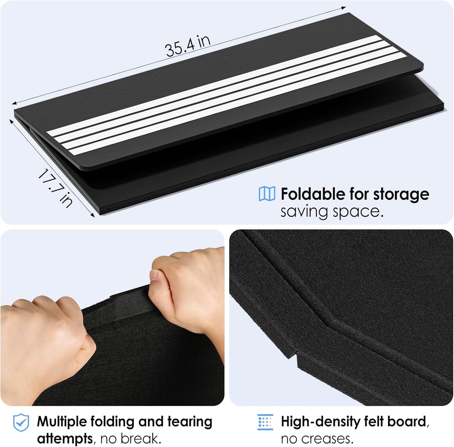 MaxGear Large Bulletin Board 48" x 36", Foldable Felt Board Vision Board Supplies, Cork Board for Office, Home, School, Small Pin Boards for Walls Decorative Display Board Black