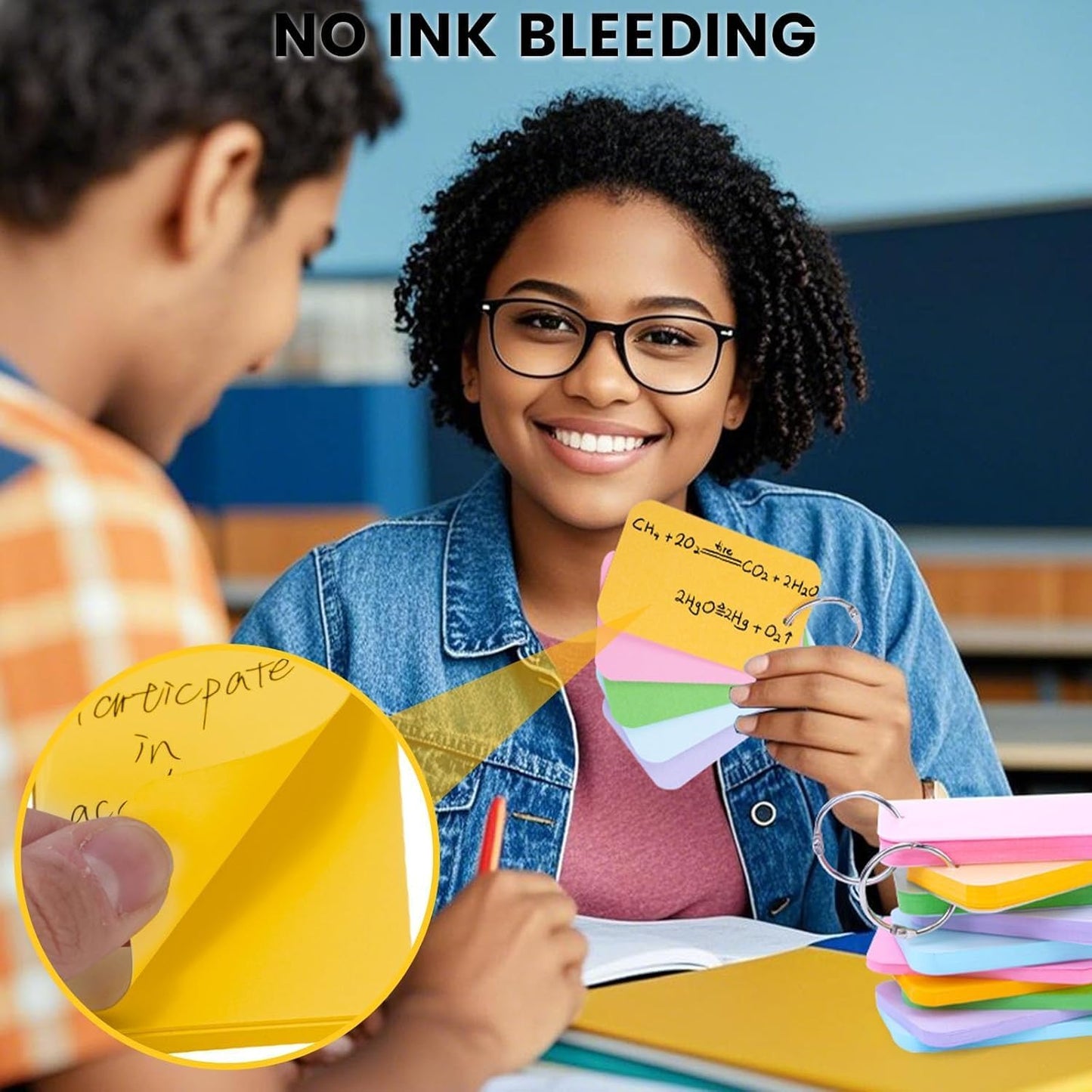 Koogel 250PCS Colored Index Cards with Rings, Flash Cards for Back to School, 2.2 x 3.5 inch Portable Notecard with Cover for Studying Vocabulary Words Memory Nursing Note Taking Classroom College