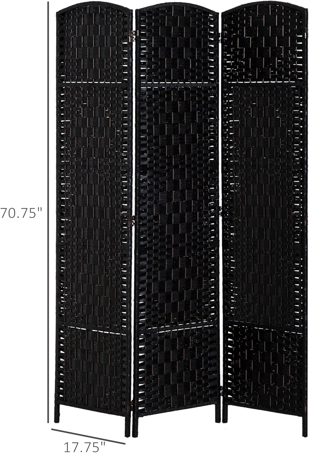 NicBex Room Divider 3 Panel Room Dividers with Wicker Weave Design Partition Room Dividers and Folding Privacy Screens 6 FT Wall Divider for Office, Room Separation,53.25"W x 0.75"D x 70.75"H, Black