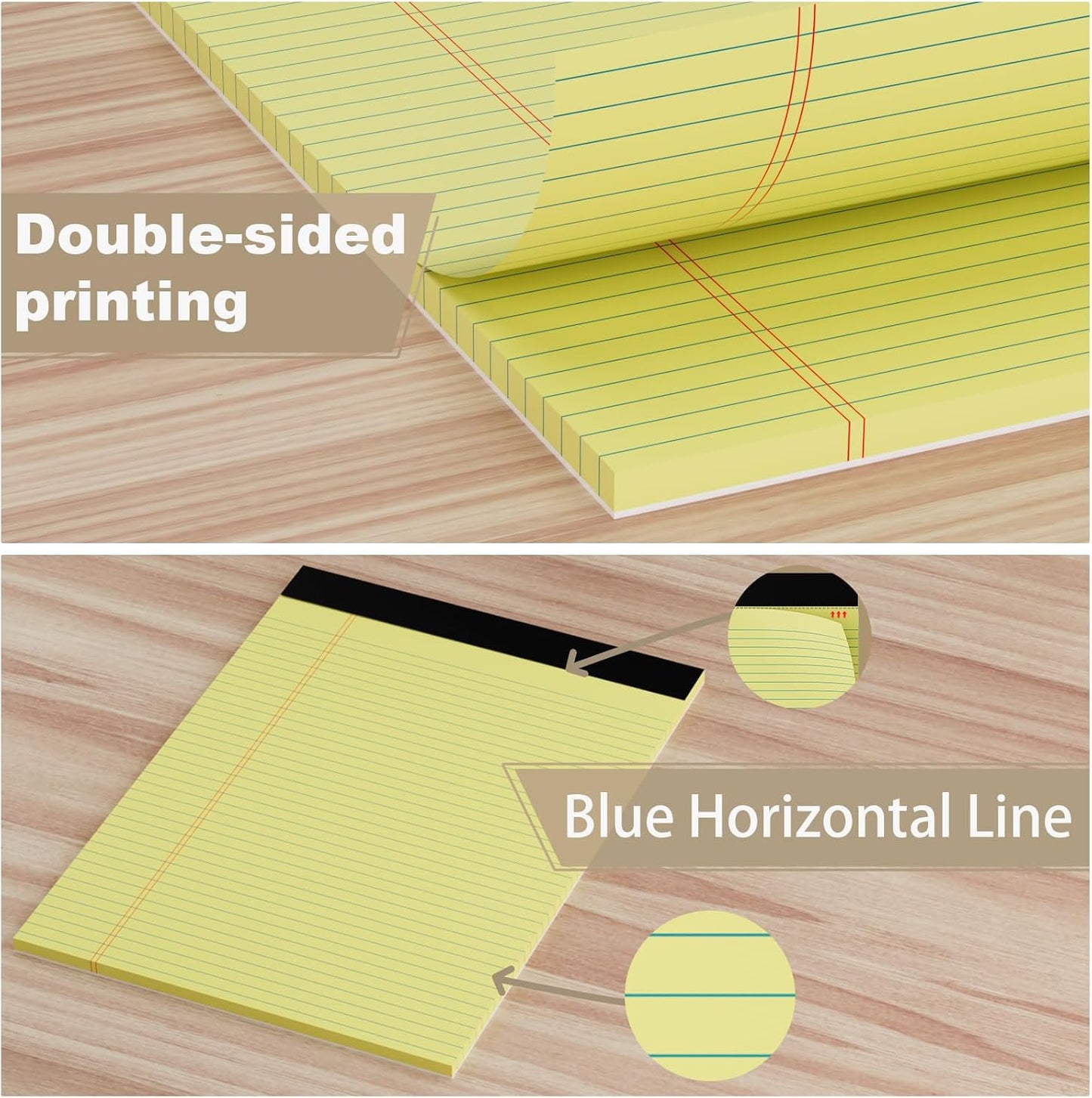 12 Pack Yellow Legal Pads 8.5 x 11.75 College Ruled Yellow Note Pad Narrow Ruled 30 Sheets Notepads Perforated Writing Pad Clear Print 8x11 Legal Pads Pads of Paper