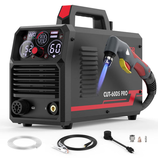 YESWELDER CUT-60DS PRO Plasma Cutter, 60Amp 110V/220V Non-High Frequency Non-Touch Pilot Arc 4-In-1 Plate Cutting/Grid Cutting/Gouging/Marking Multifunctional Plasma Cutting Machine