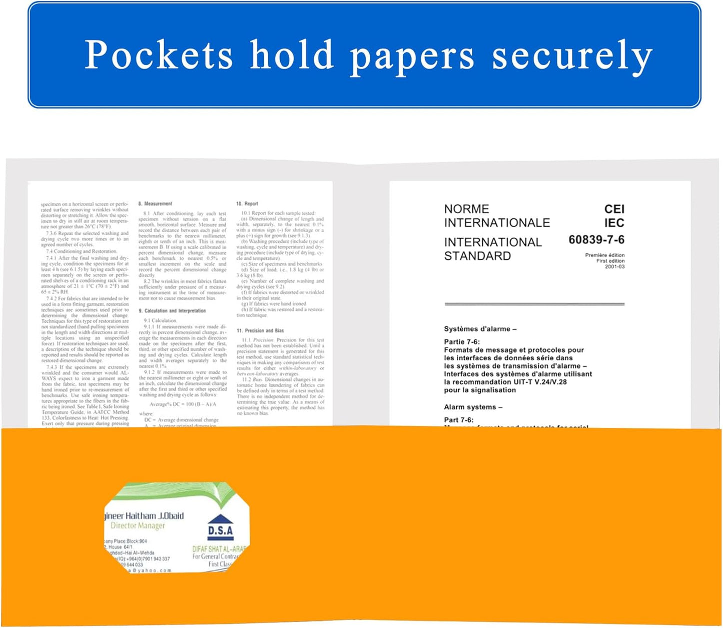 Zzrywuty 50 Packs Two Pocket File Folders with Business Card Slot,Textured Paper,Letter Size,Holds 100 Plus Sheets for School,Office,Business,Orange (Orange-50Pcs)